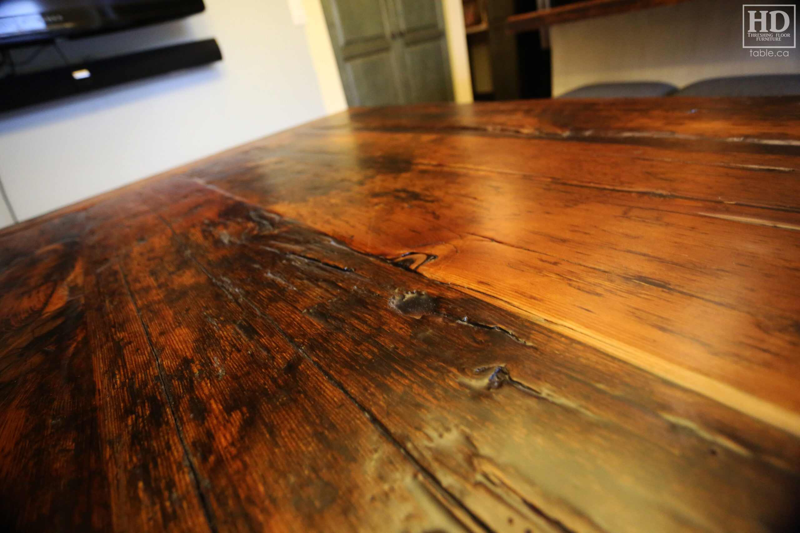 Light Coating Epoxy Table made from Ontario Barnwood by HD Threshing Floor Furniture / www.table.ca