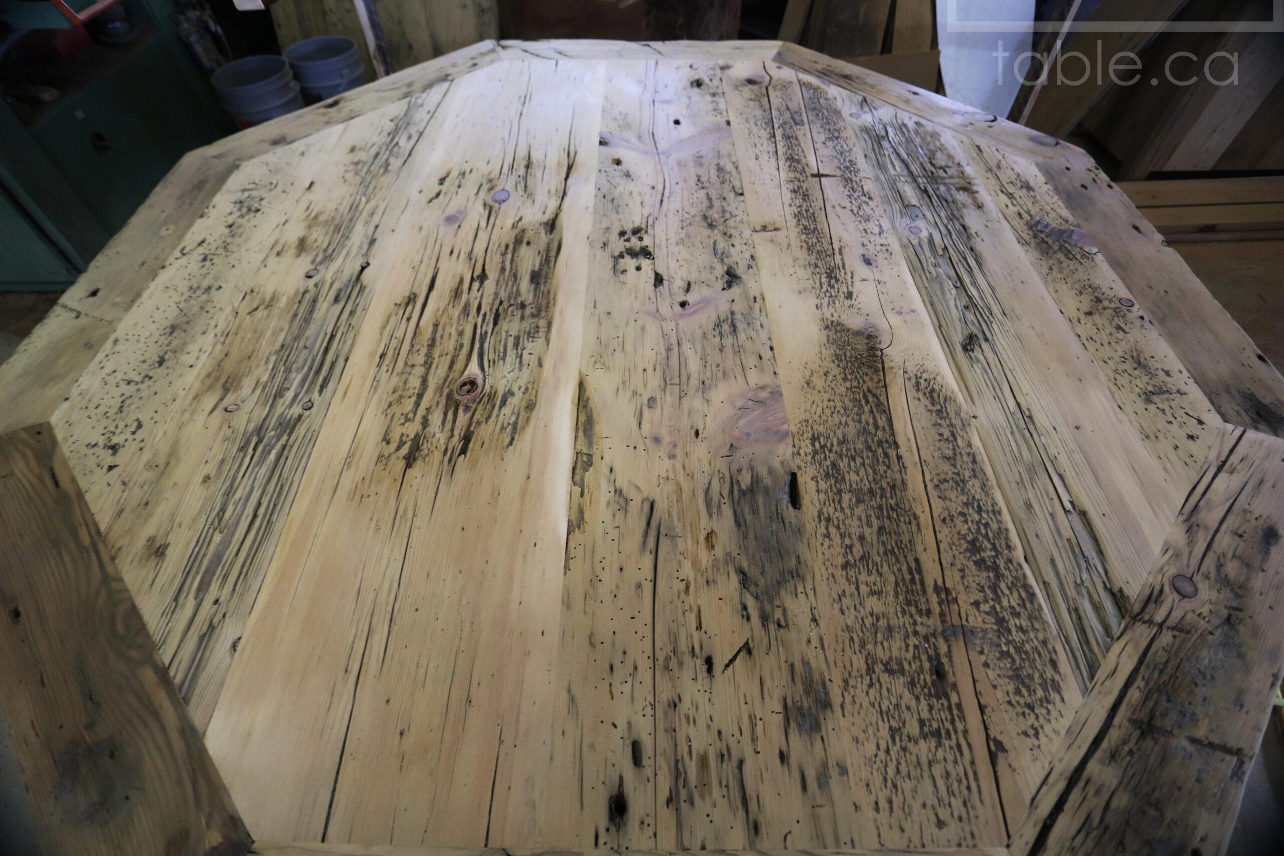 Octagon Reclaimed Wood Table by HD Threshing Floor Furniture / www.table.ca