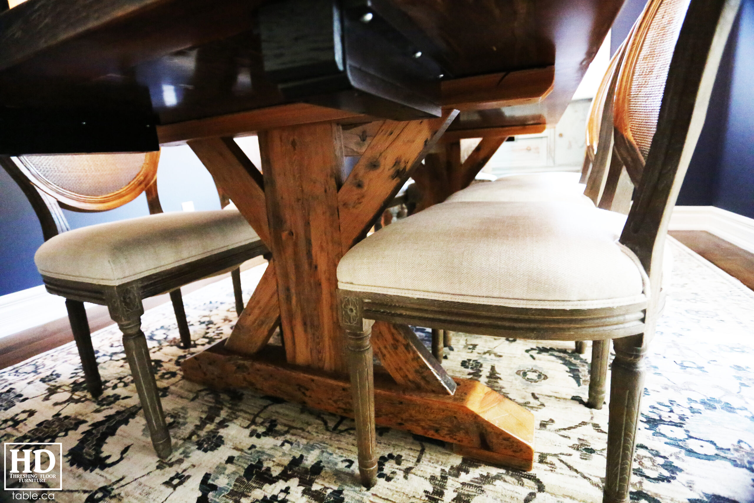 Reclaimed Wood Table with Sawbuck Style Base by HD Threshing Floor Furniture / www.table.ca