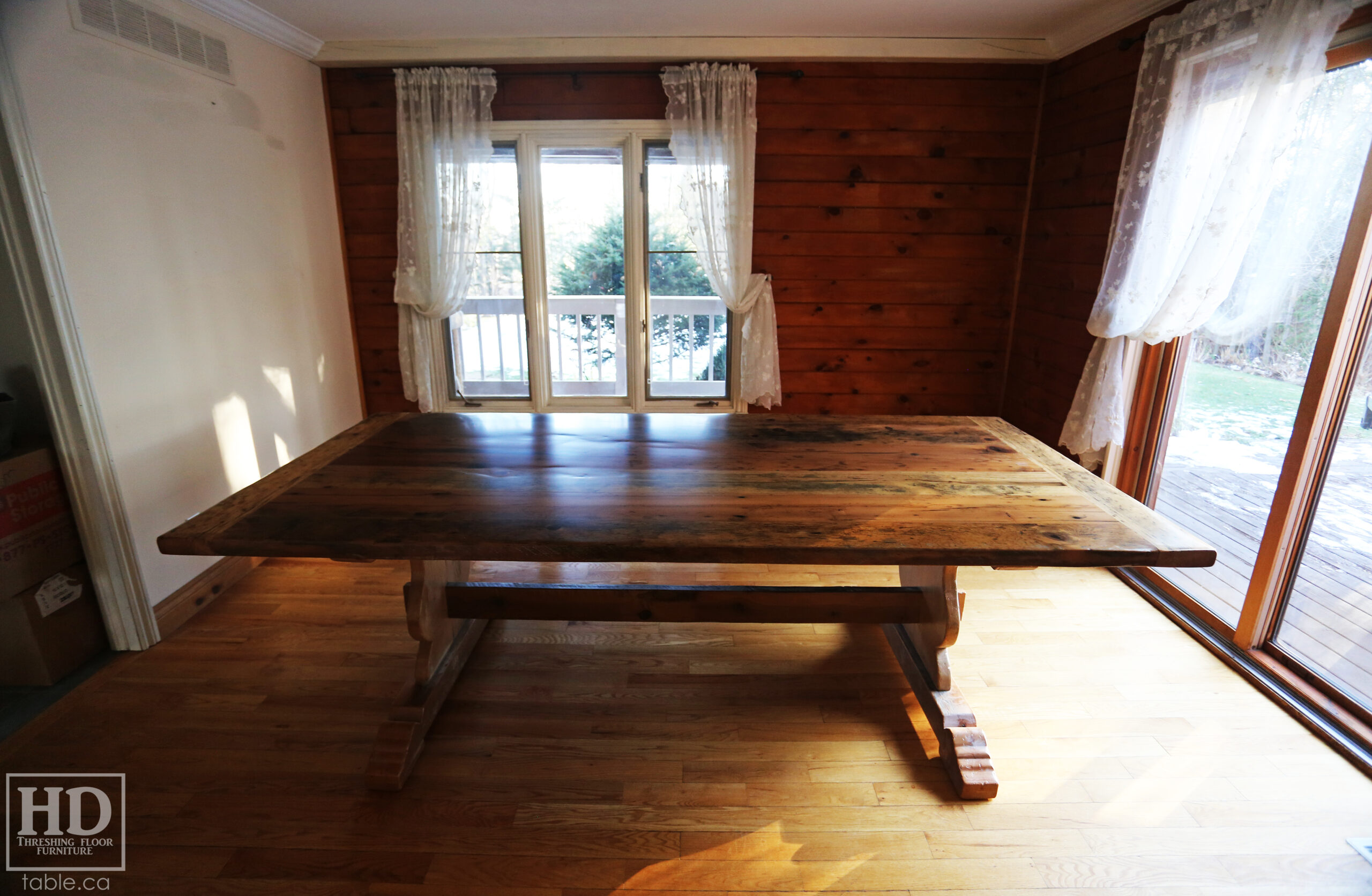 Reclaimed Wood Table with Sawbuck Style Base by HD Threshing Floor Furniture / www.table.ca