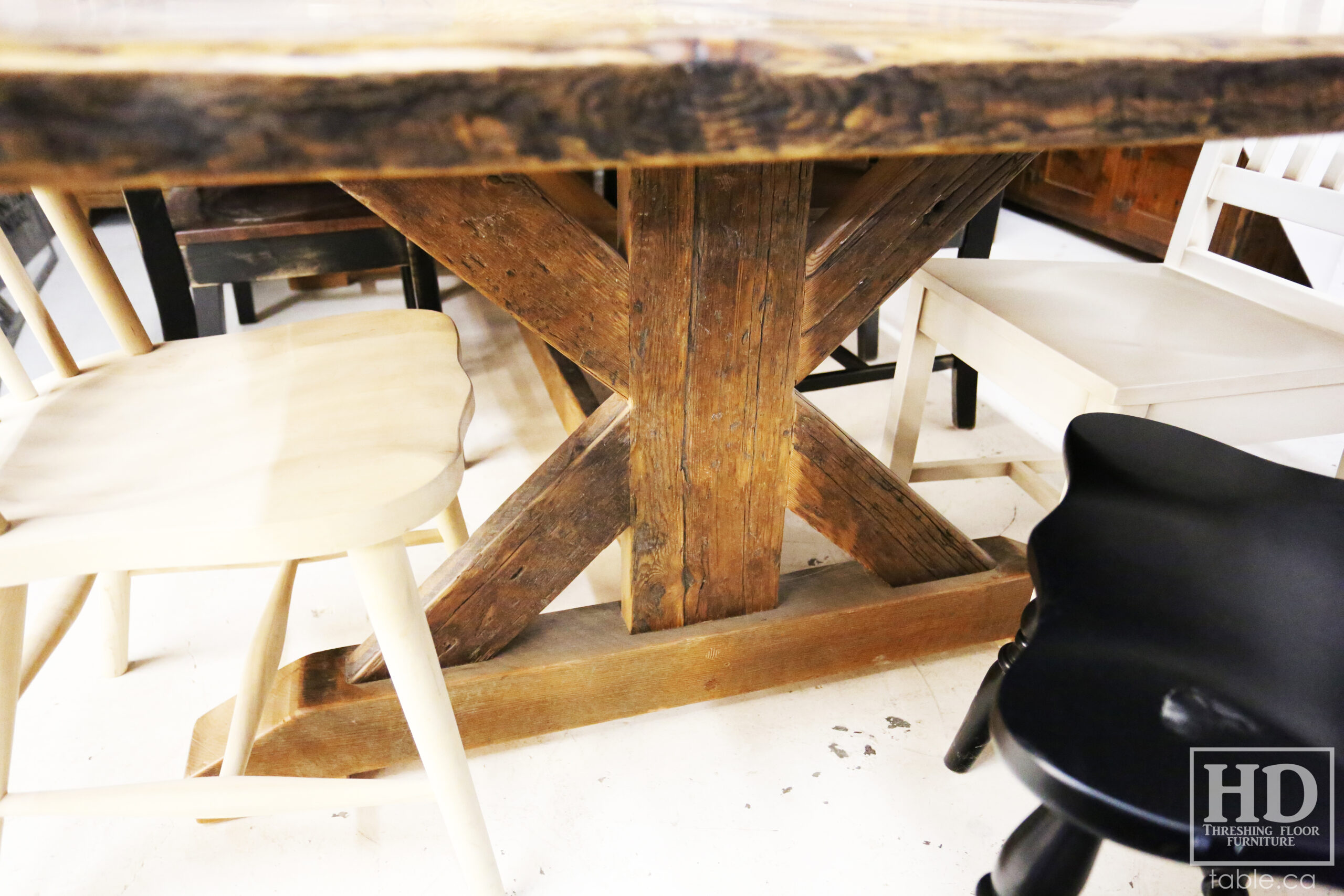 Reclaimed Wood Table with Sawbuck Style Base by HD Threshing Floor Furniture / www.table.ca