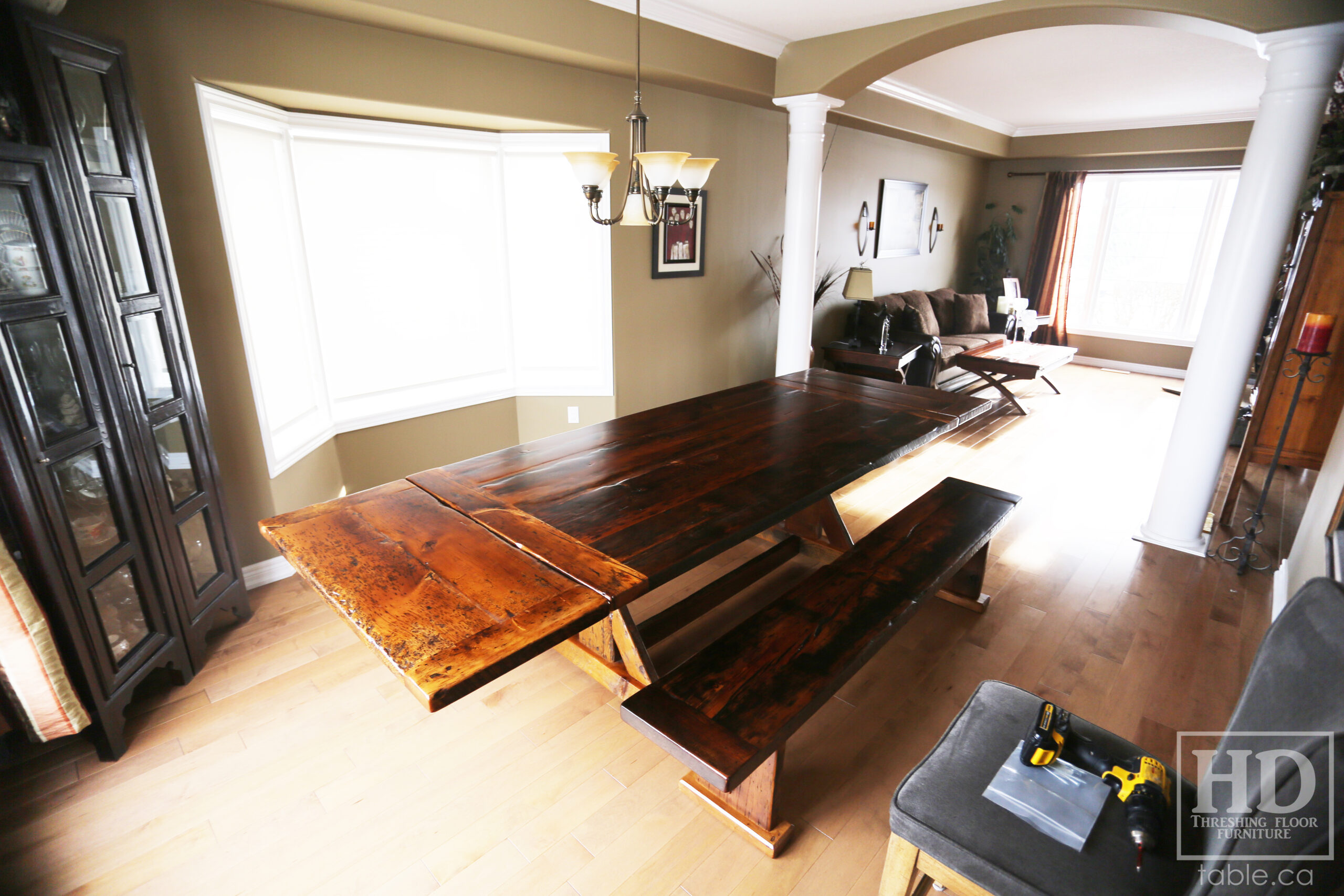 Reclaimed Wood Table with Sawbuck Style Base by HD Threshing Floor Furniture / www.table.ca