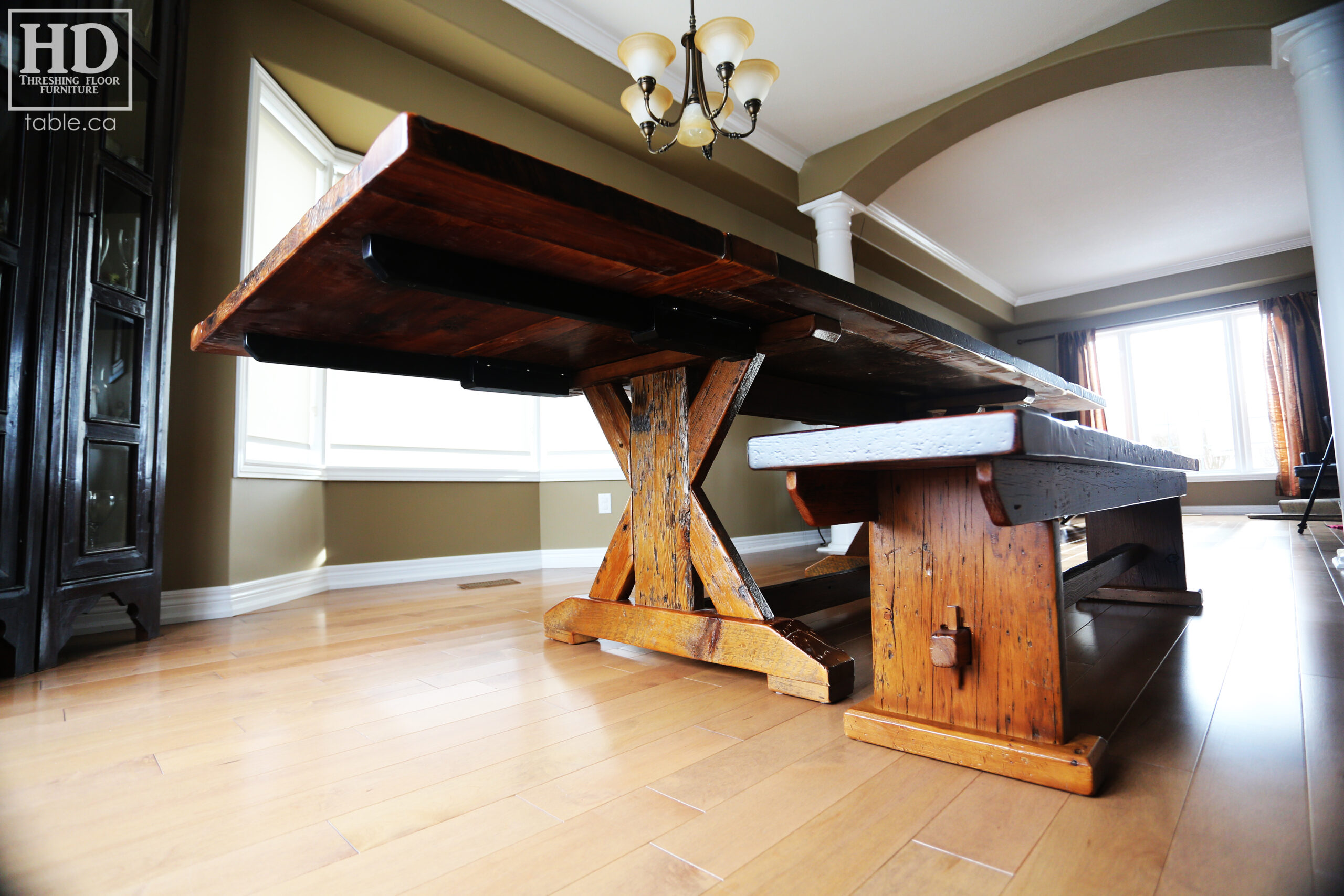 Reclaimed Wood Table with Sawbuck Style Base by HD Threshing Floor Furniture / www.table.ca