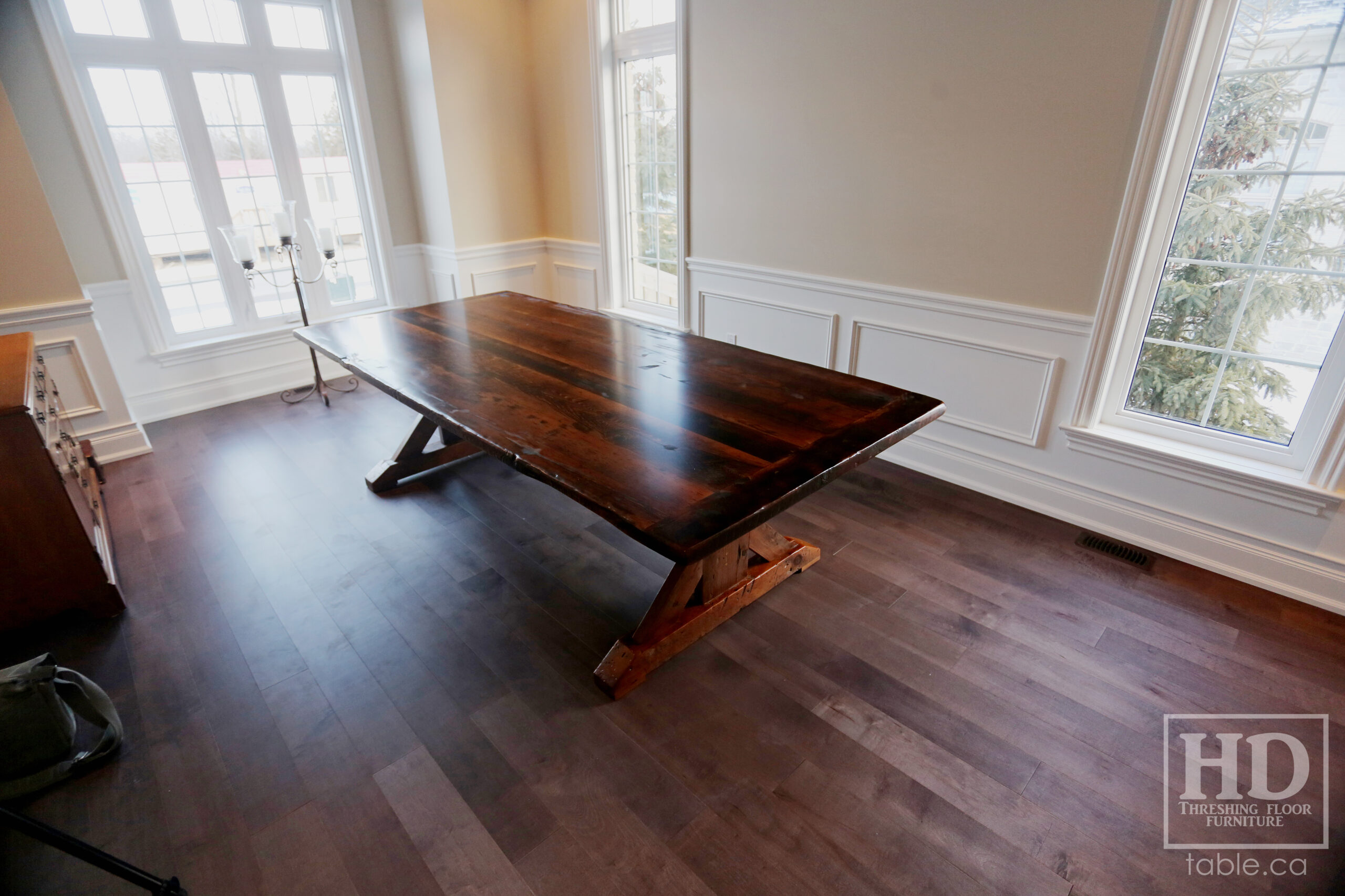 Reclaimed Wood Table with Sawbuck Style Base by HD Threshing Floor Furniture / www.table.ca