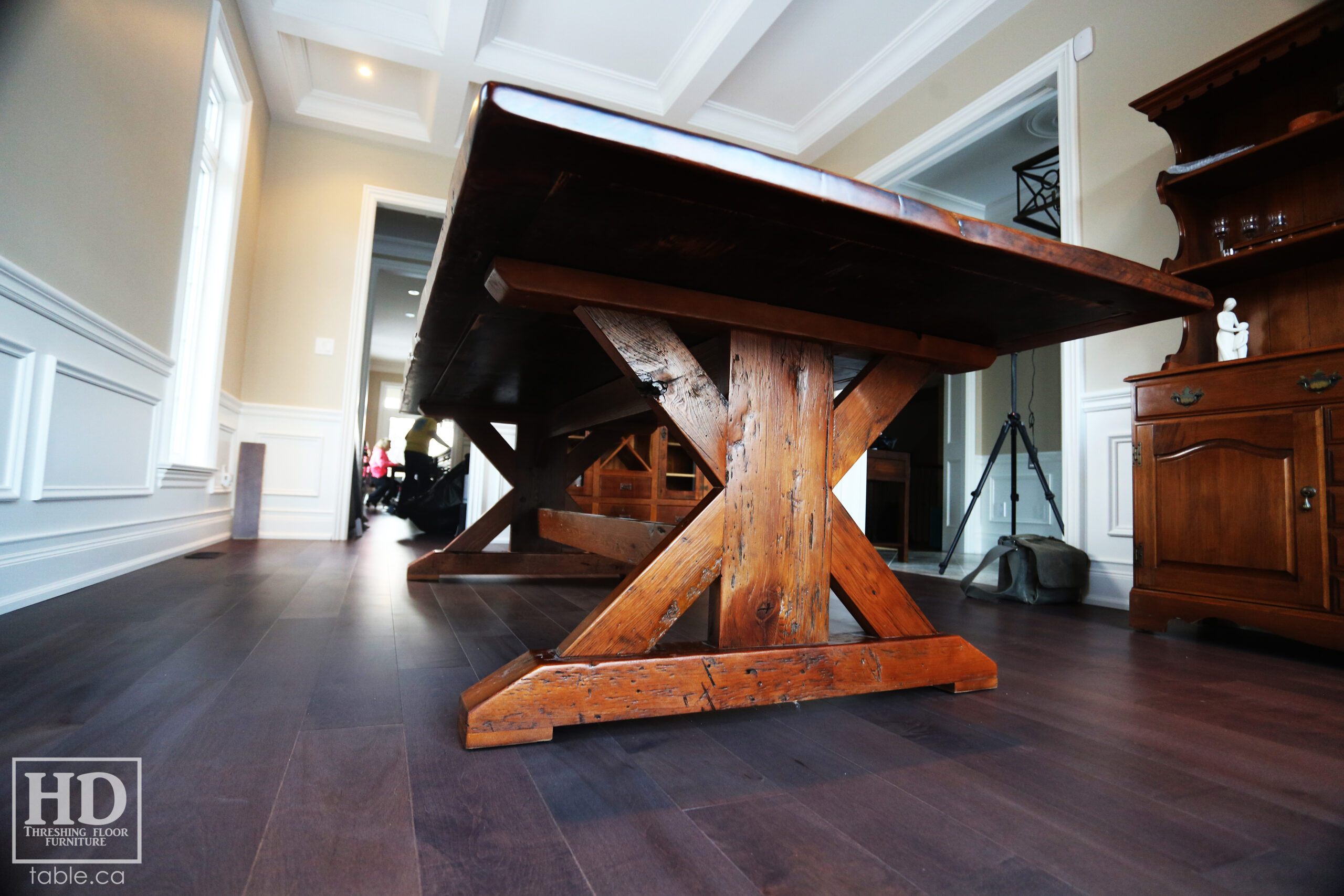 Reclaimed Wood Table with Sawbuck Style Base by HD Threshing Floor Furniture / www.table.ca