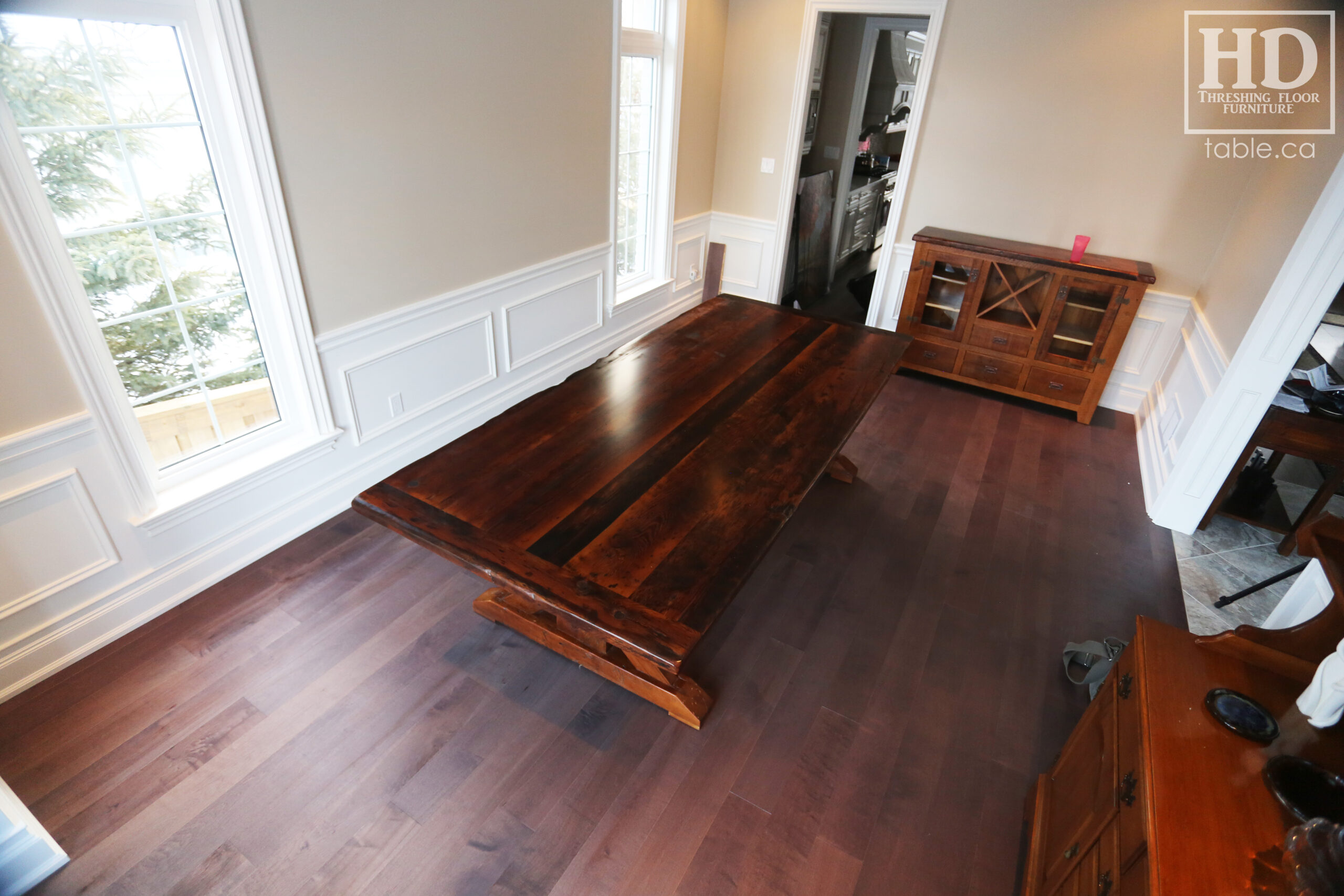 Reclaimed Wood Table with Sawbuck Style Base by HD Threshing Floor Furniture / www.table.ca