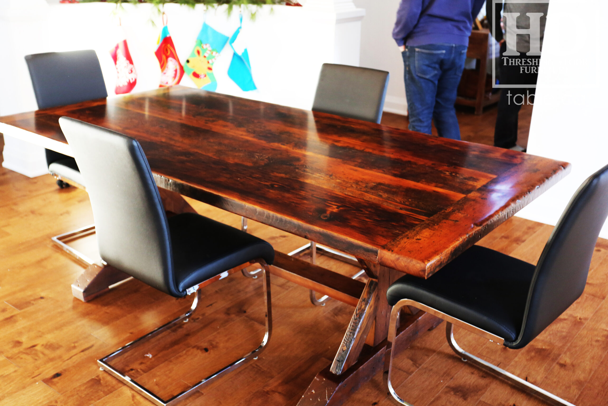 Reclaimed Wood Table with Sawbuck Style Base by HD Threshing Floor Furniture / www.table.ca