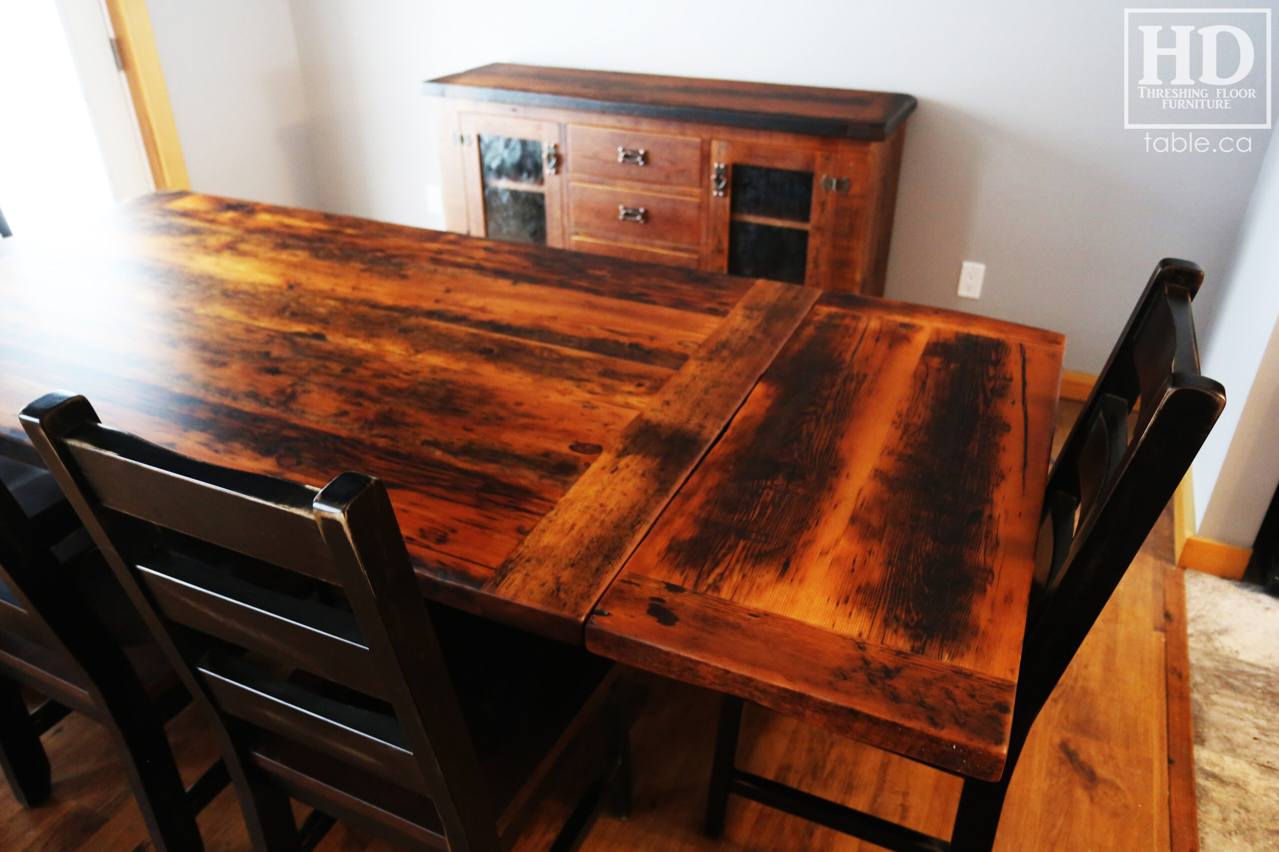 Reclaimed Wood Table with Sawbuck Style Base by HD Threshing Floor Furniture / www.table.ca