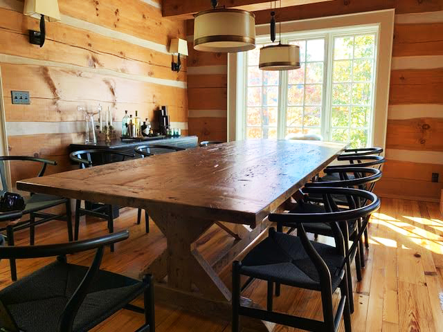 Reclaimed Wood Table with Sawbuck Style Base by HD Threshing Floor Furniture / www.table.ca