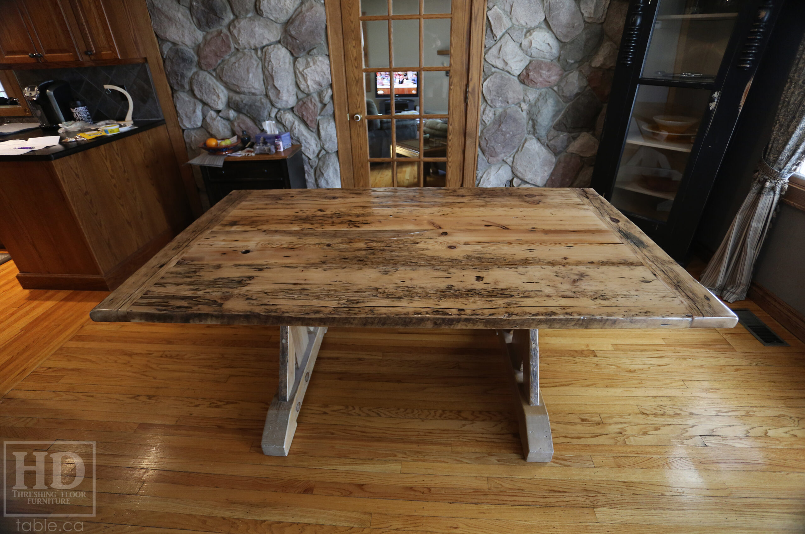 Reclaimed Wood Table with Sawbuck Base by HD Threshing Floor F