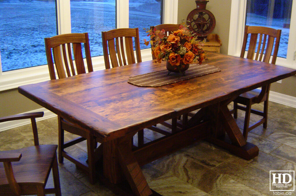 Reclaimed Wood Table with Sawbuck Style Base by HD Threshing Floor Furniture / www.table.ca