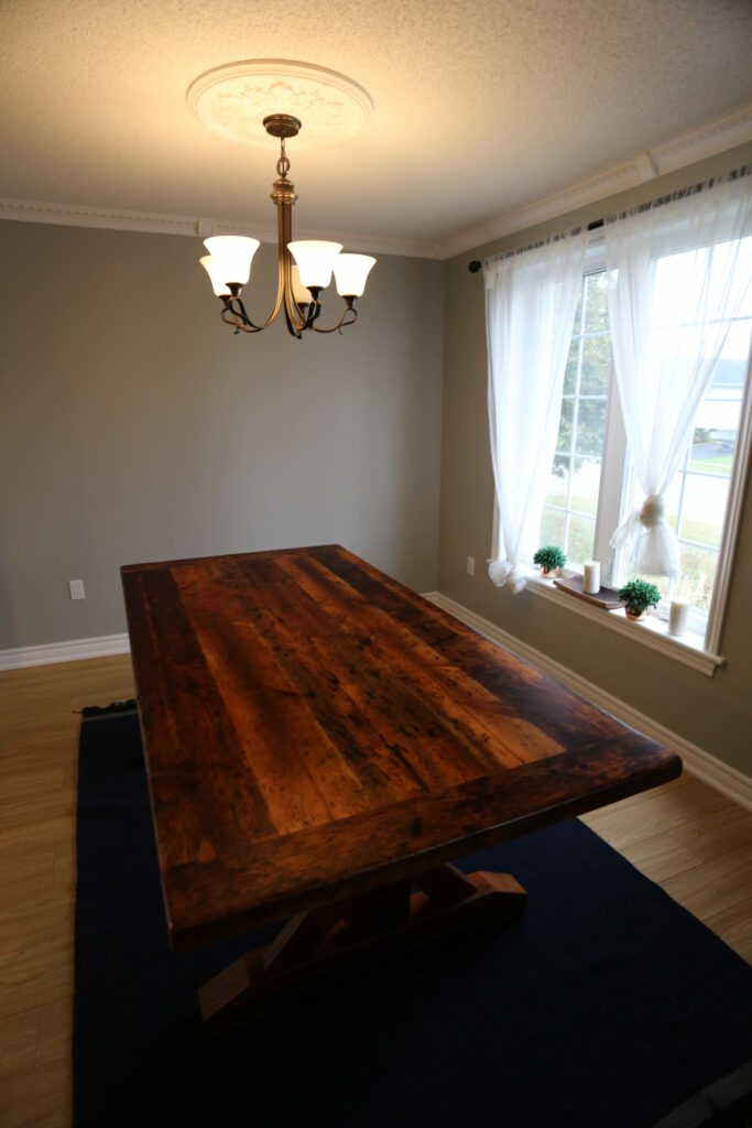 Reclaimed Wood Table with Sawbuck Style Base by HD Threshing Floor Furniture / www.table.ca