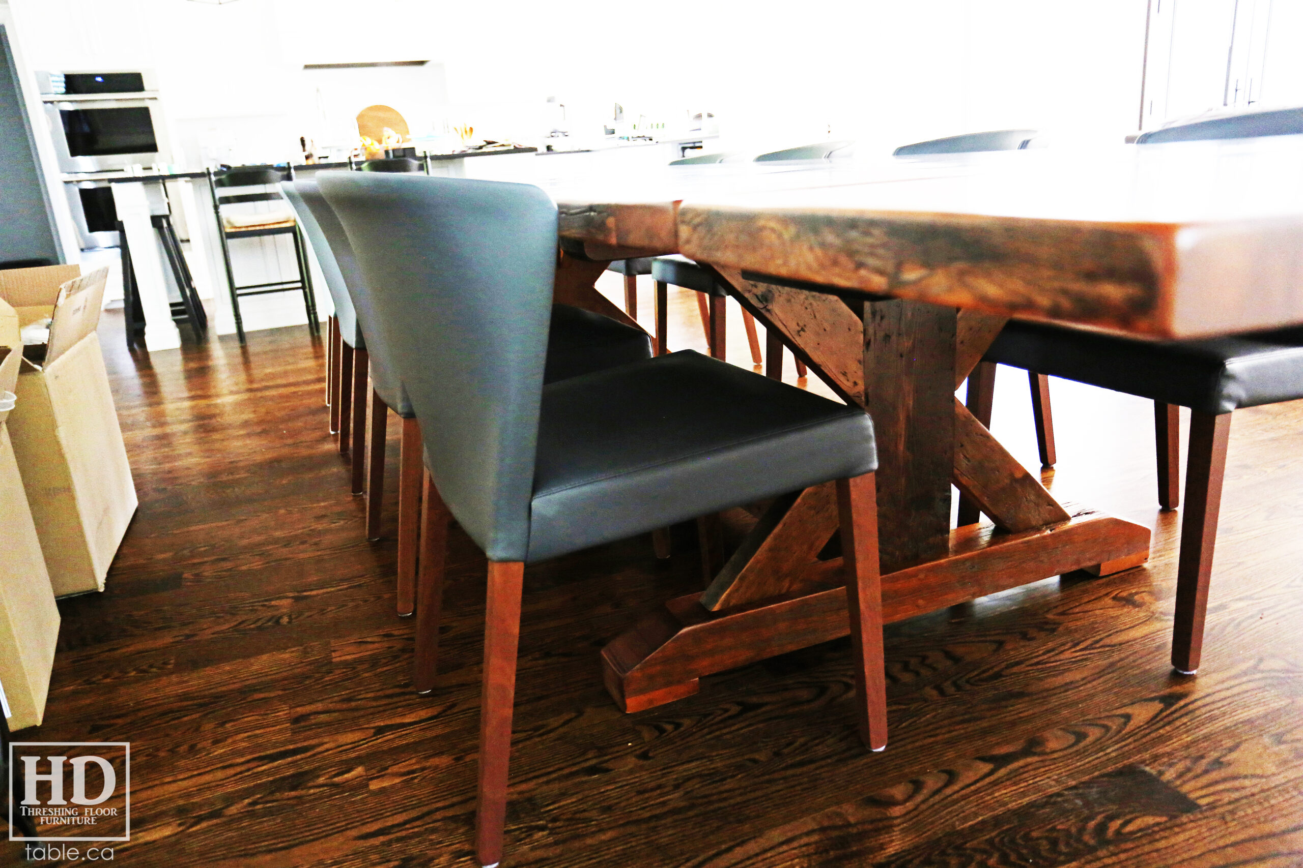 Reclaimed Wood Table with Sawbuck Style Base by HD Threshing Floor Furniture / www.table.ca