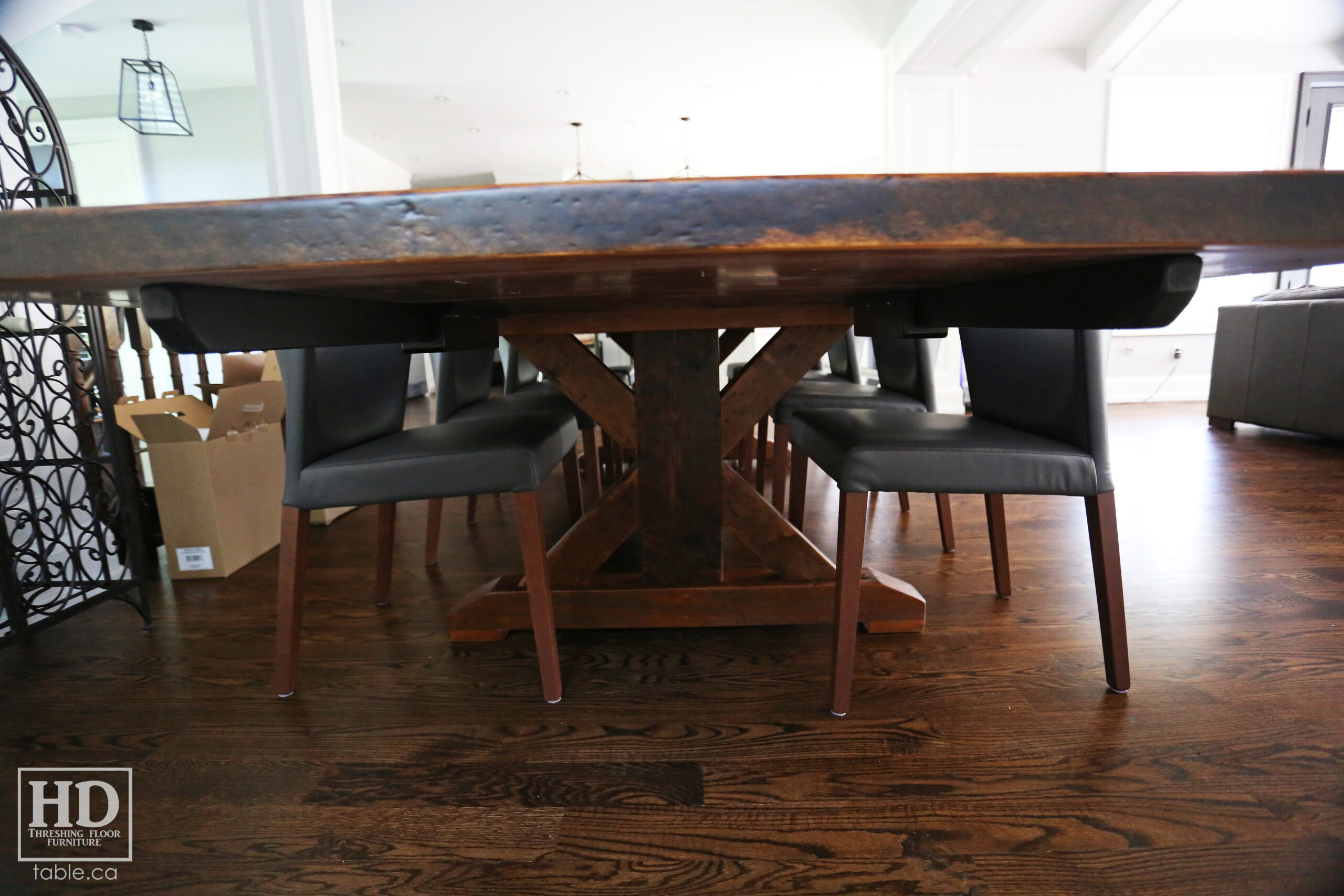 Reclaimed Wood Table with Sawbuck Style Base by HD Threshing Floor Furniture / www.table.ca