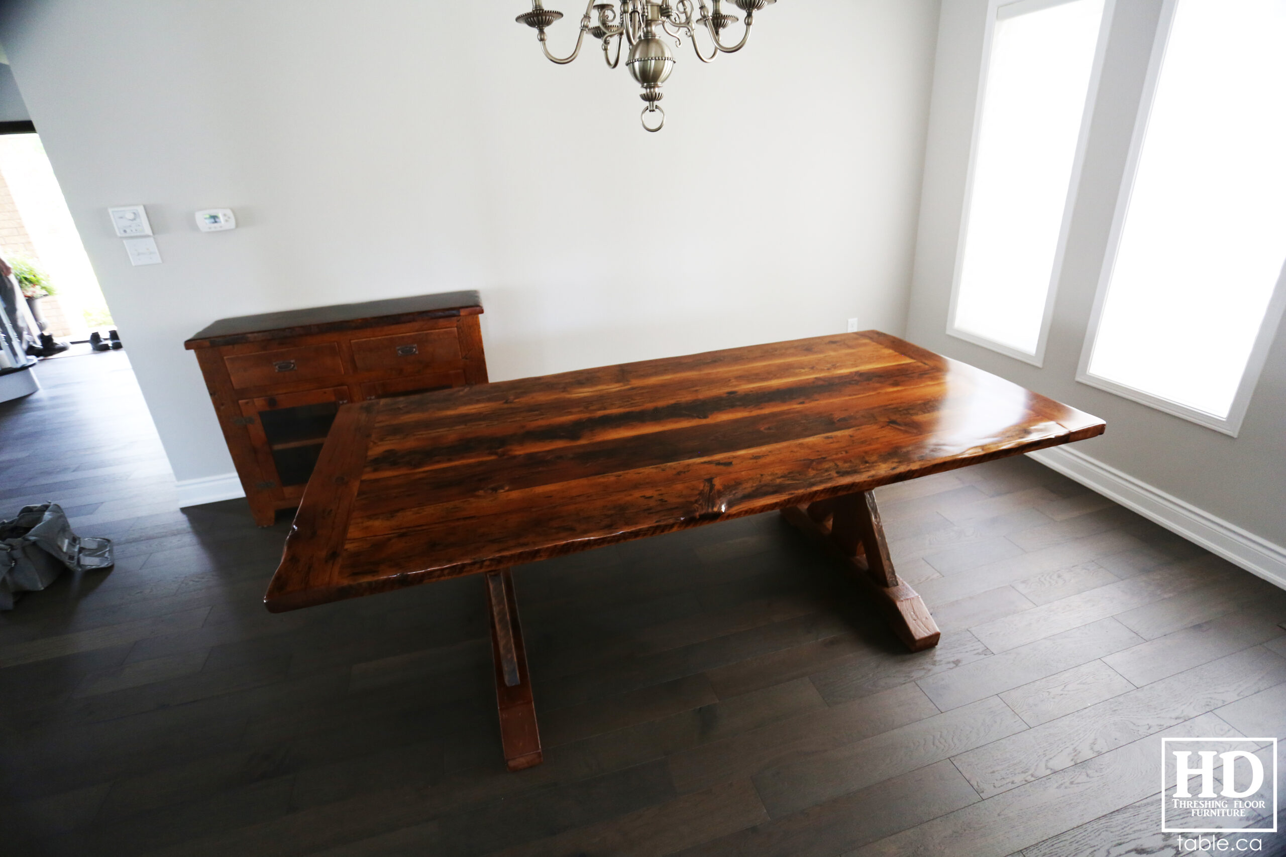 Reclaimed Wood Table with Sawbuck Style Base by HD Threshing Floor Furniture / www.table.ca