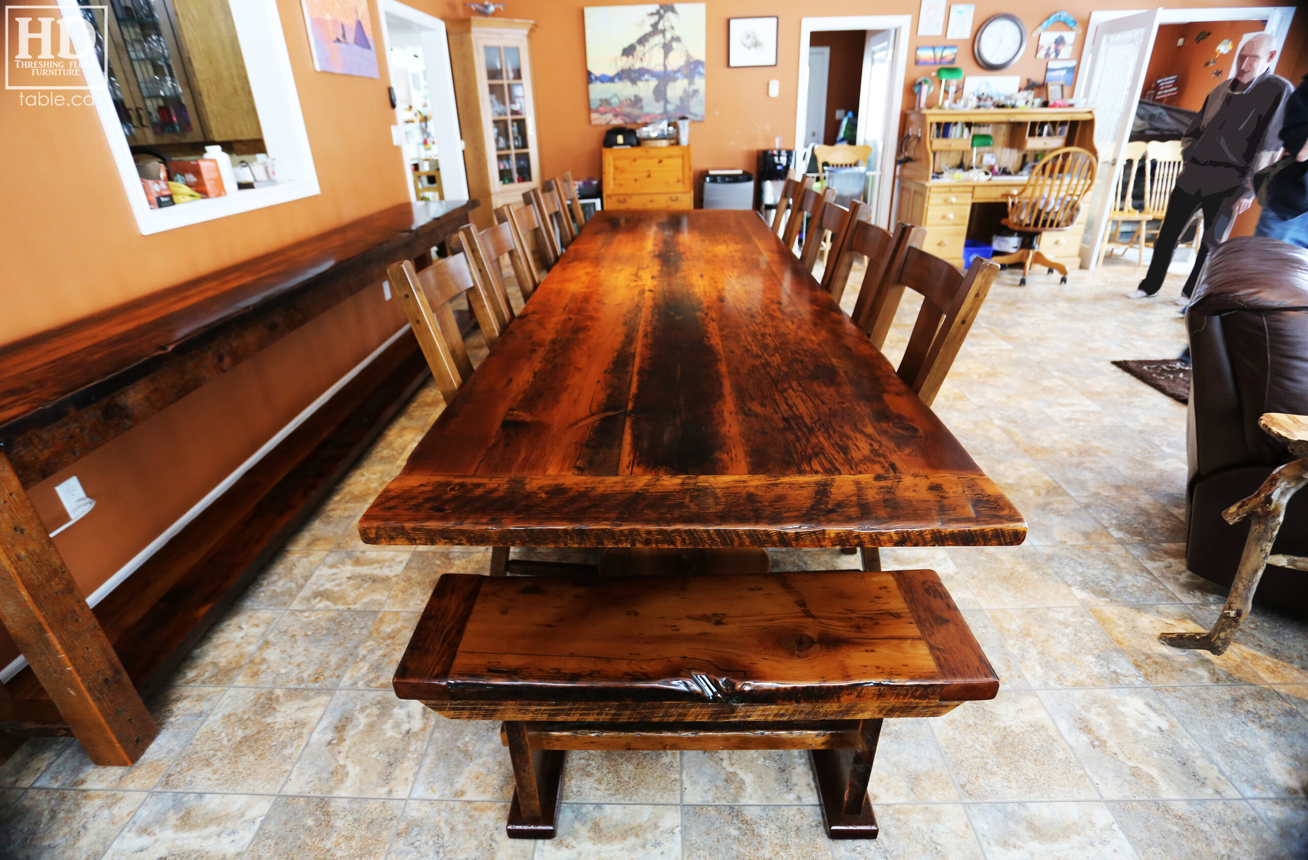 Reclaimed Wood Threshing Floor Table made from Ontario Barnwood by HD Threshing Floor Furniture / www.table.ca