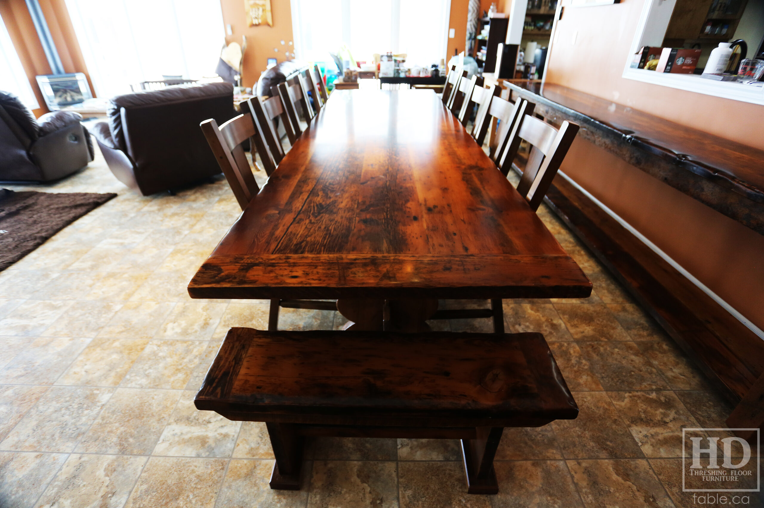 Reclaimed Wood Threshing Floor Table made from Ontario Barnwood by HD Threshing Floor Furniture / www.table.ca