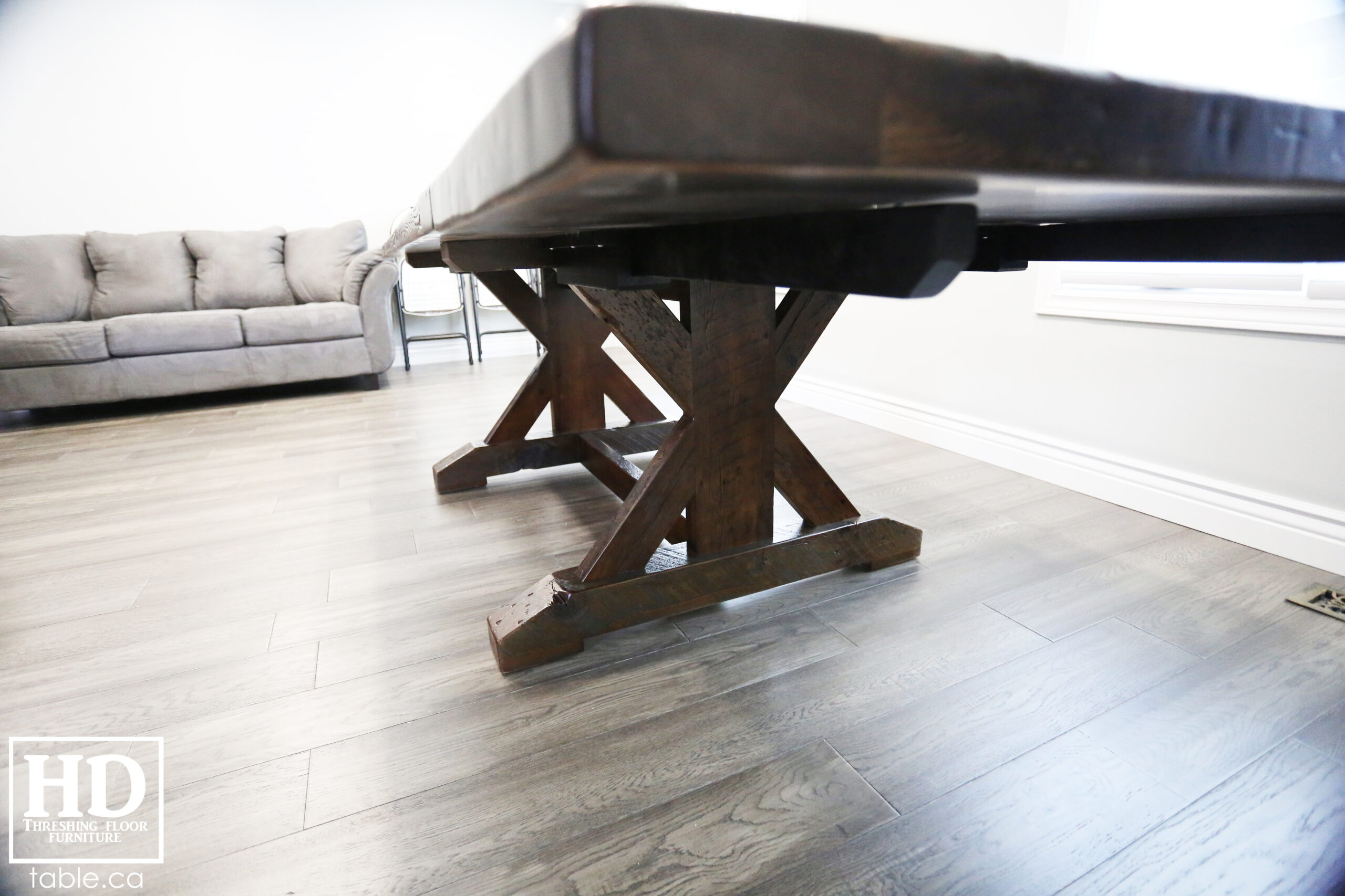 Dark Reclaimed Wood Table with Black Stain Treatment by HD Threshing Floor Furniture / www.table.ca