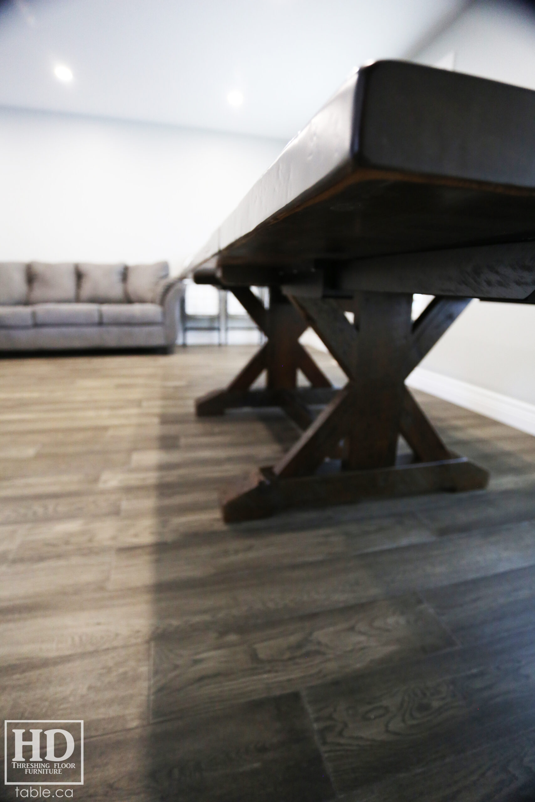 Dark Reclaimed Wood Table with Black Stain Treatment by HD Threshing Floor Furniture / www.table.ca