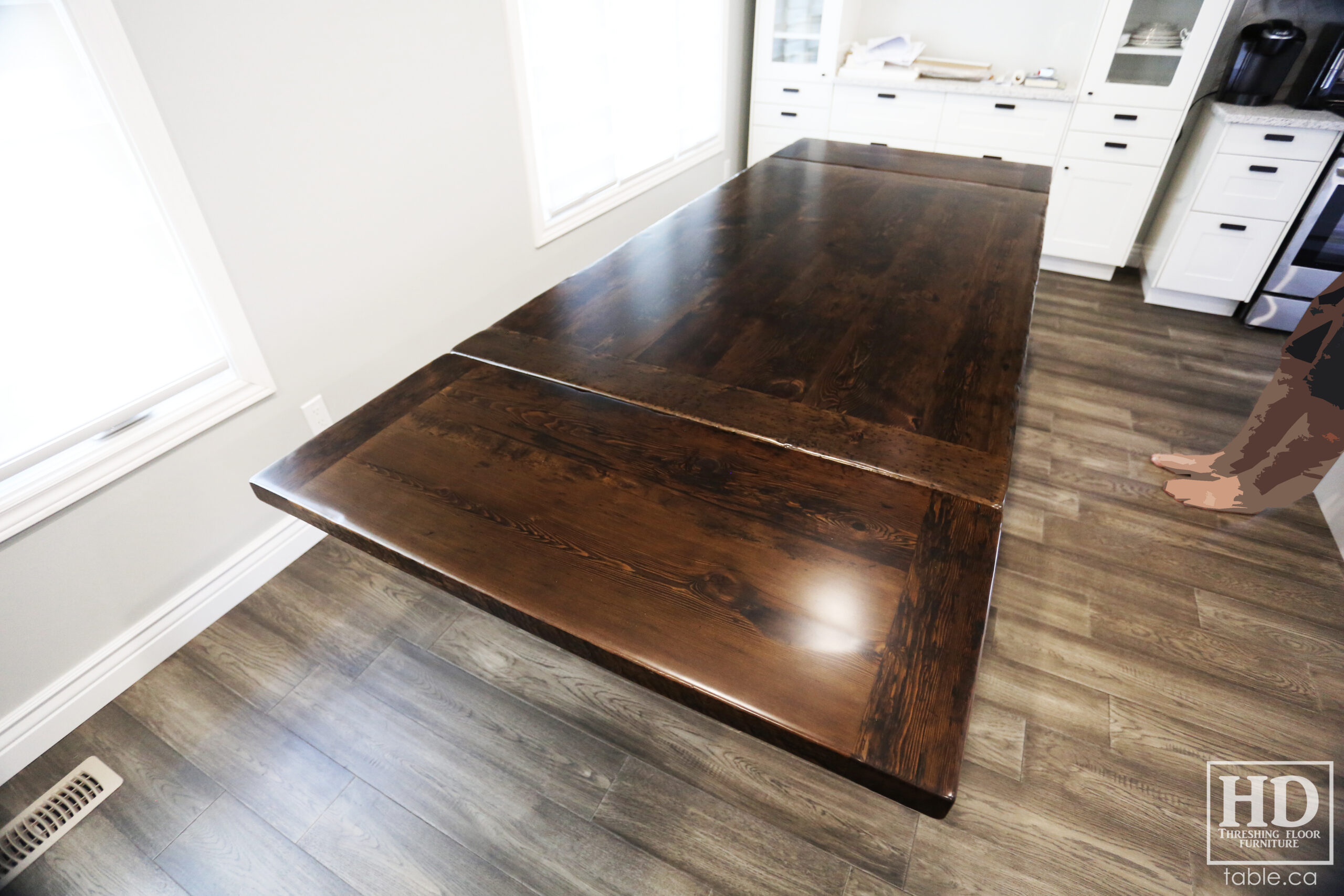 Dark Reclaimed Wood Table with Black Stain Treatment by HD Threshing Floor Furniture / www.table.ca