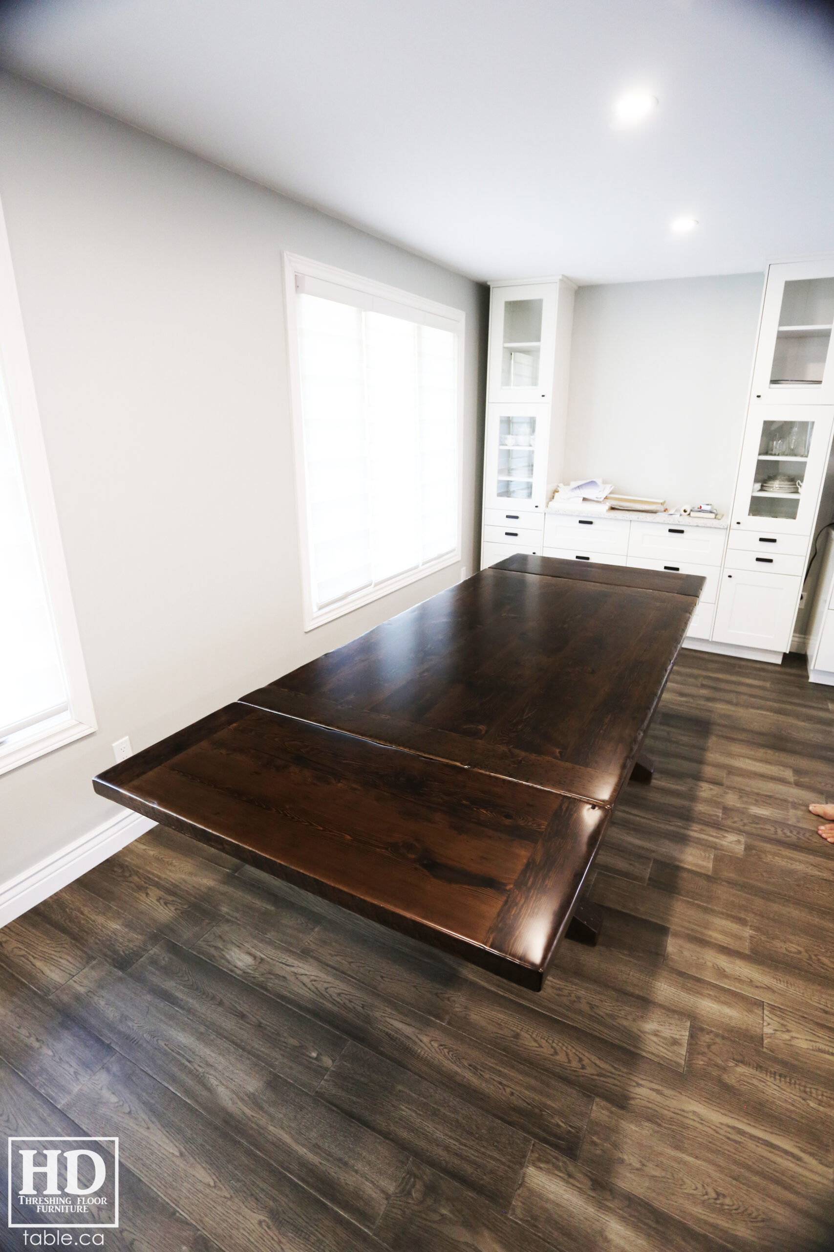 Dark Reclaimed Wood Table with Black Stain Treatment by HD Threshing Floor Furniture / www.table.ca