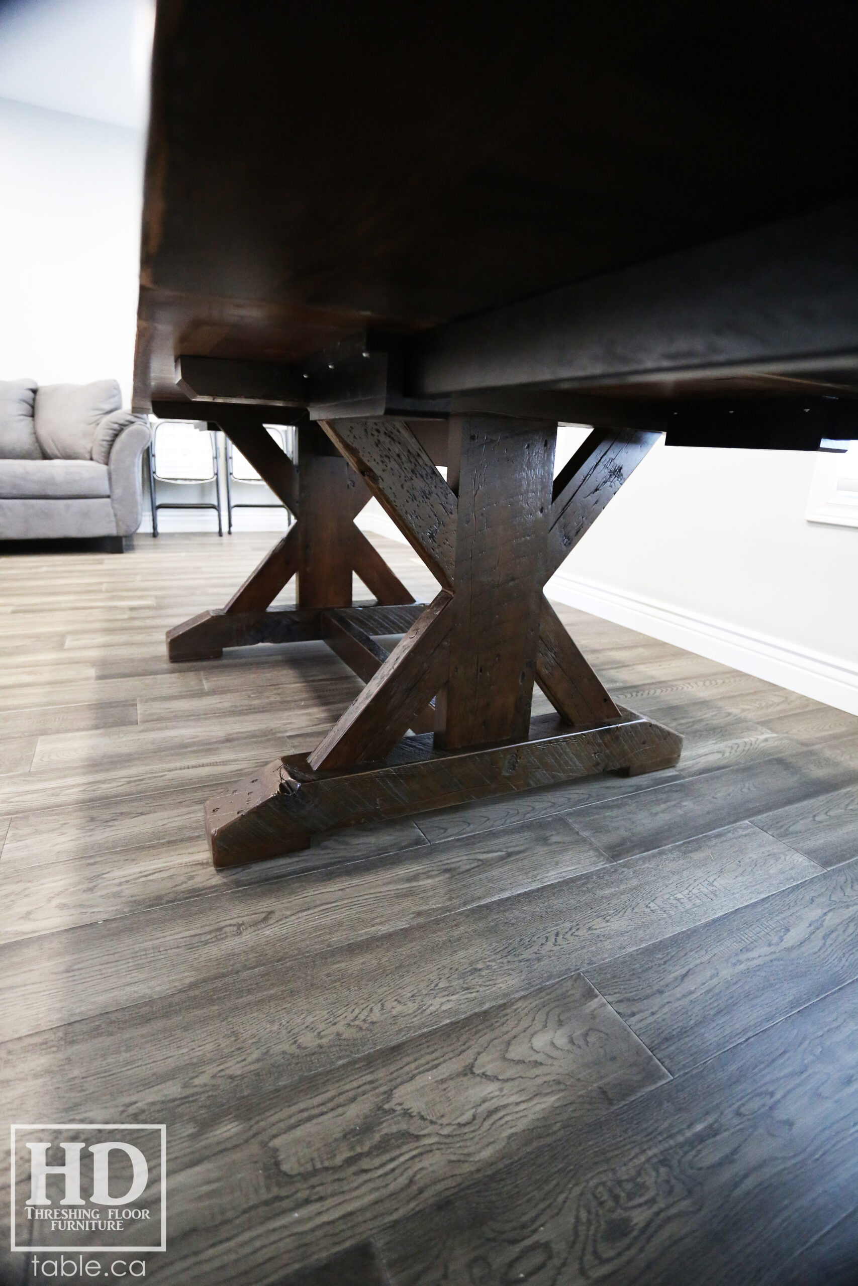 Dark Reclaimed Wood Table with Black Stain Treatment by HD Threshing Floor Furniture / www.table.ca