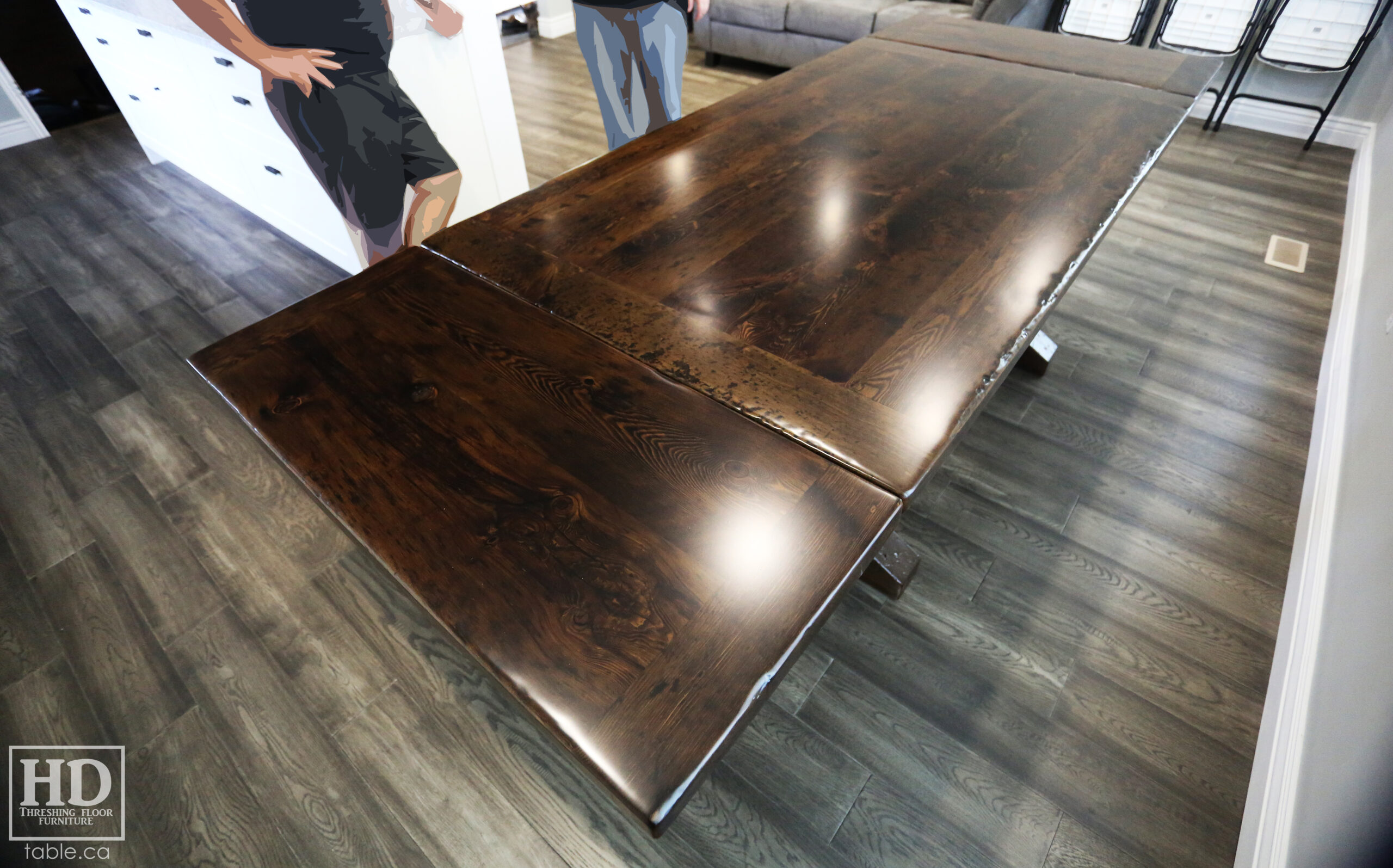 Dark Reclaimed Wood Table with Black Stain Treatment by HD Threshing Floor Furniture / www.table.ca