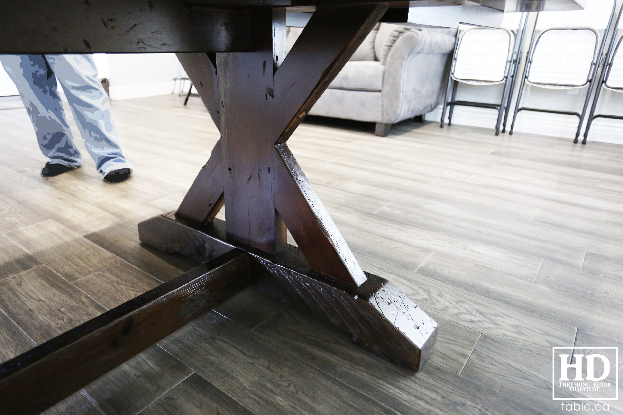 Dark Reclaimed Wood Table with Black Stain Treatment by HD Threshing Floor Furniture / www.table.ca