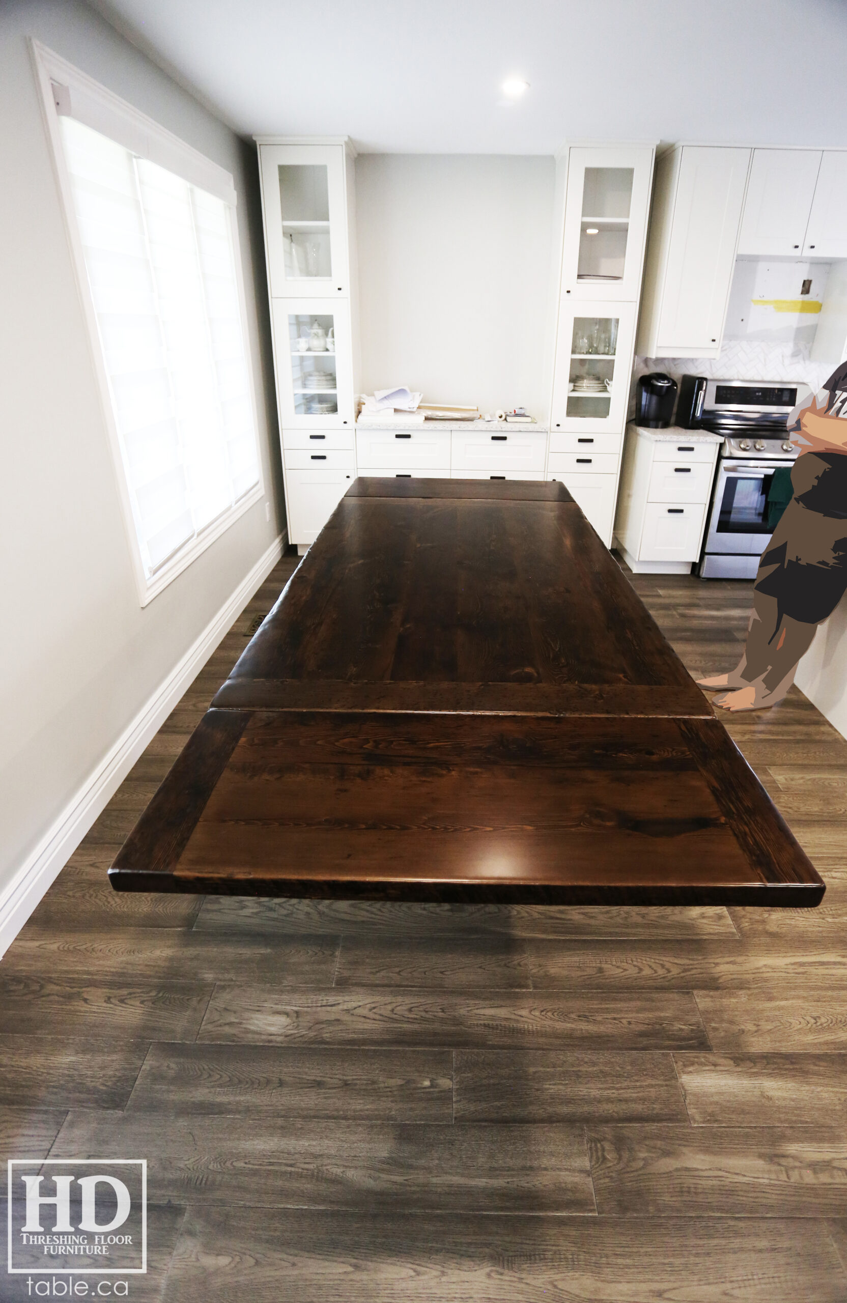 Dark Reclaimed Wood Table with Black Stain Treatment by HD Threshing Floor Furniture / www.table.ca