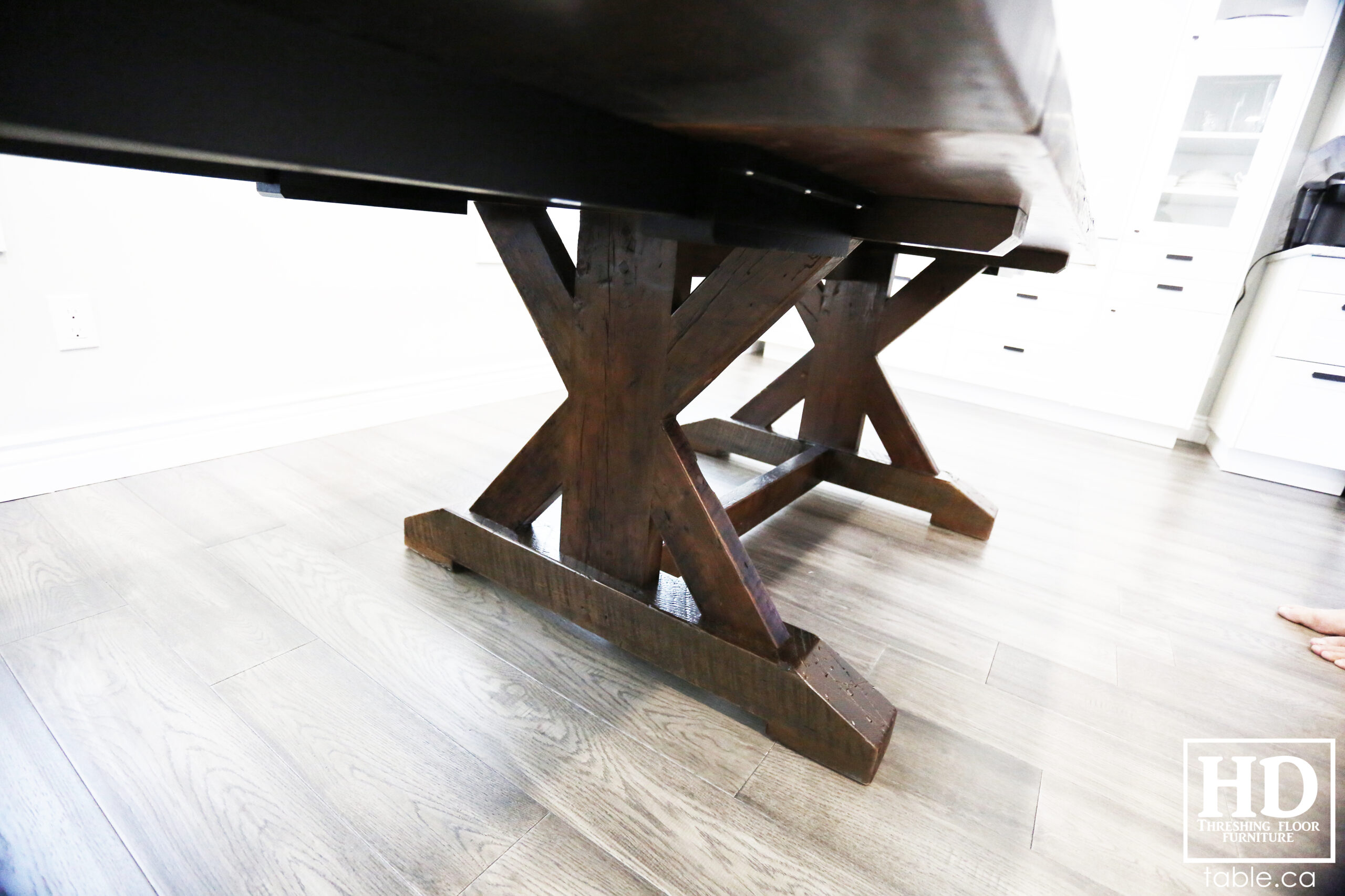 Dark Reclaimed Wood Table with Black Stain Treatment by HD Threshing Floor Furniture / www.table.ca