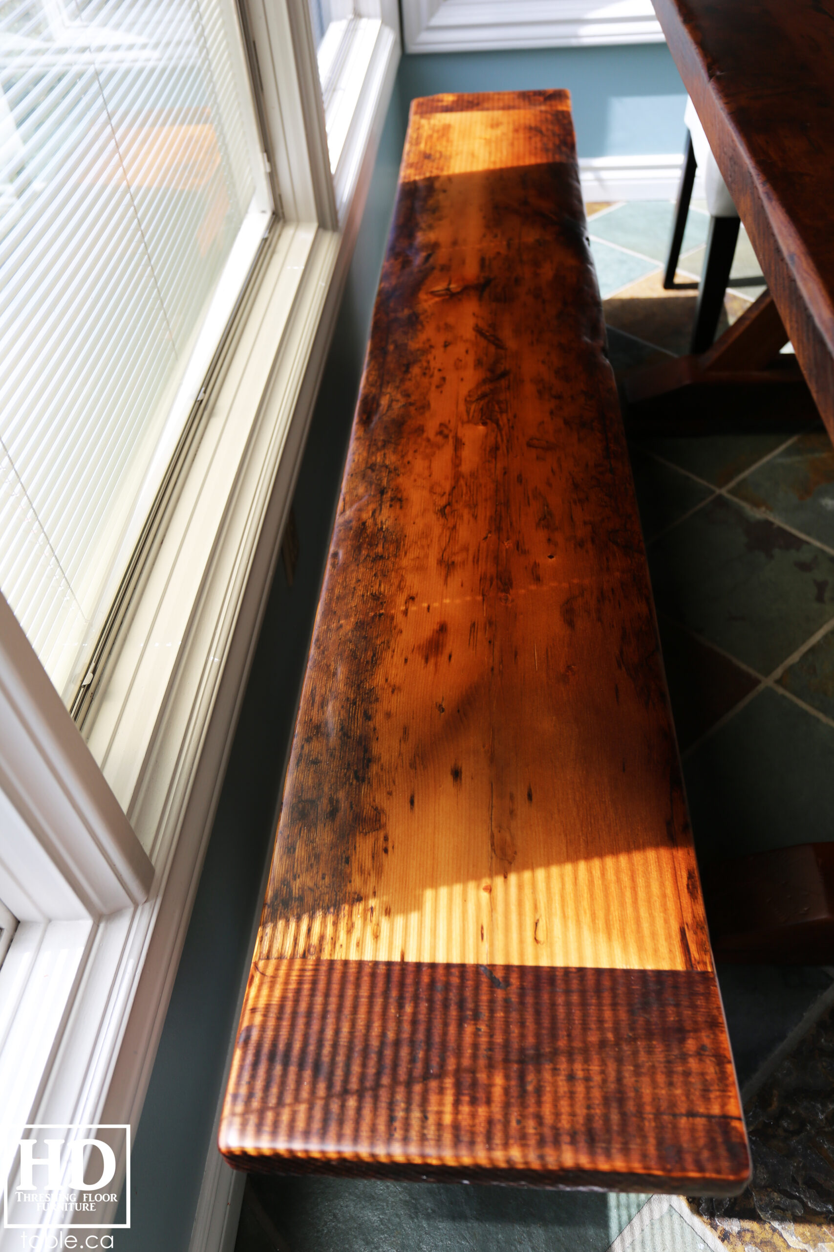 Reclaimed Barnwood Table with Trestle Base by HD Threshing Floor Furniture / www.table.ca