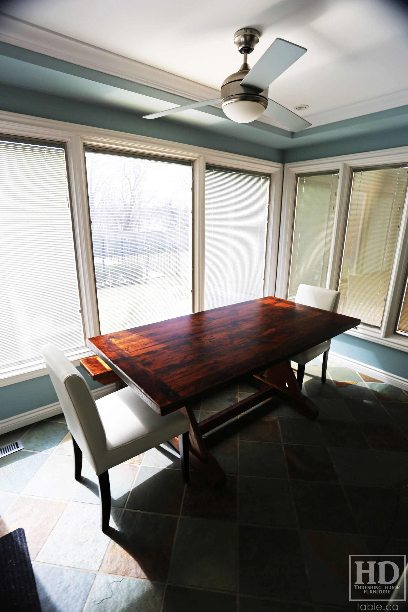 Reclaimed Barnwood Table with Trestle Base by HD Threshing Floor Furniture / www.table.ca