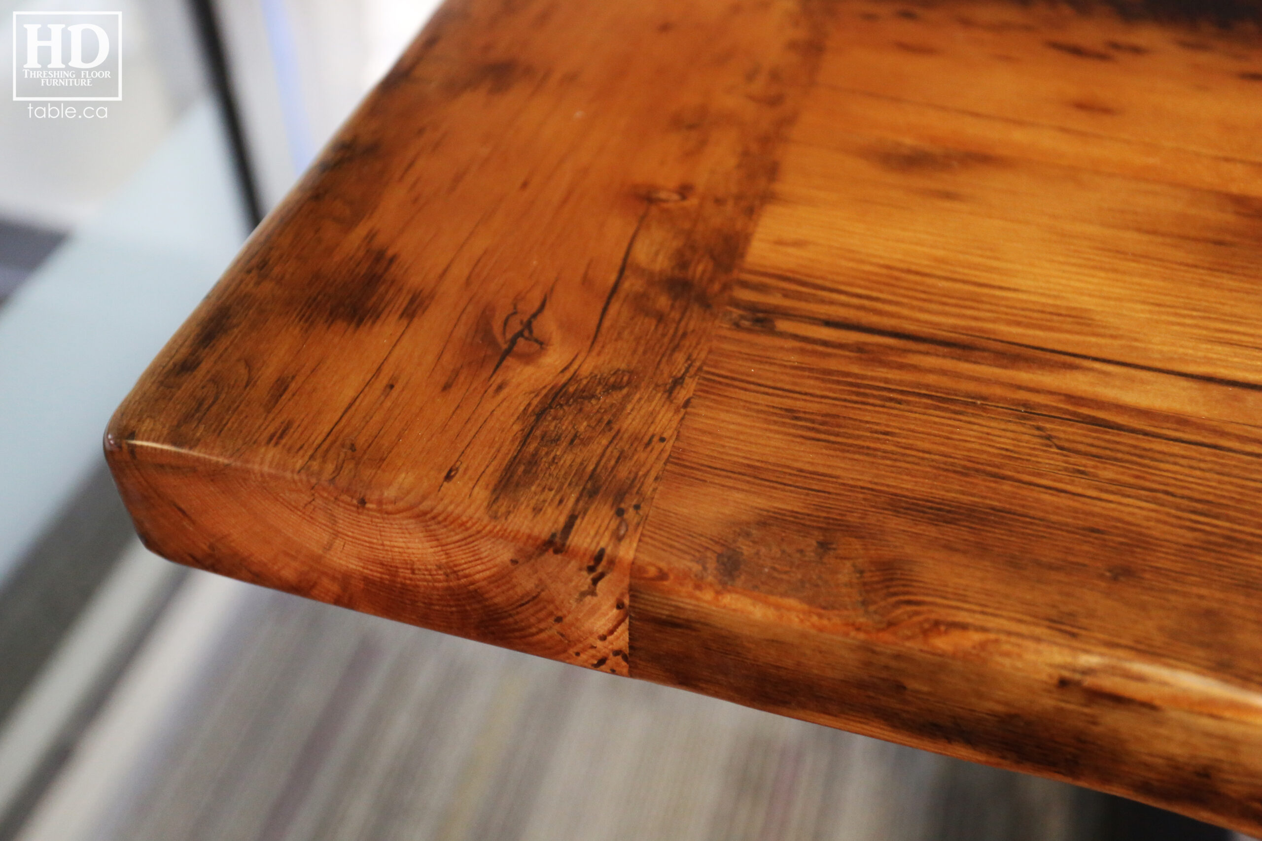 Reclaimed Wood Desk with Metal Base by HD Threshing Floor Furniture / www.table.ca