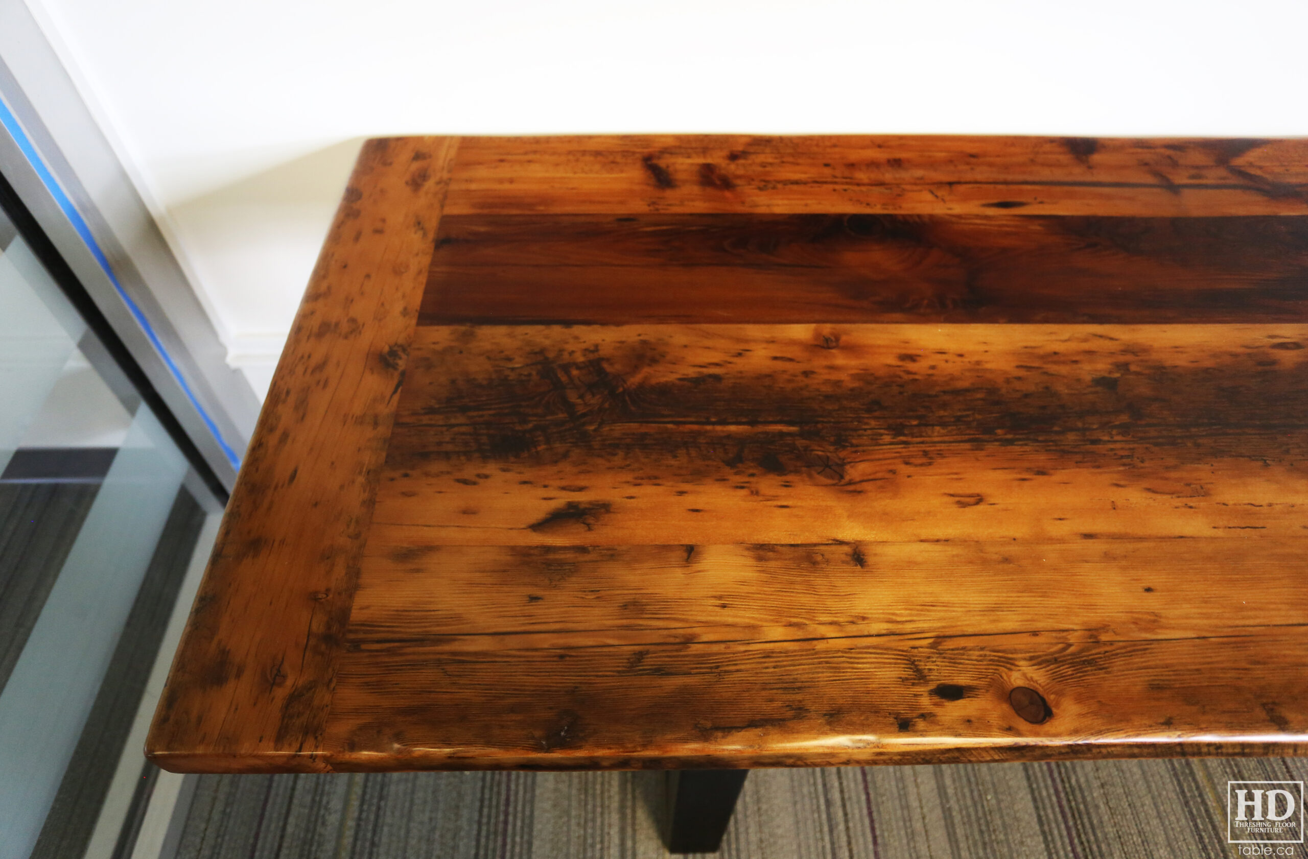 Reclaimed Wood Desk with Metal Base by HD Threshing Floor Furniture / www.table.ca