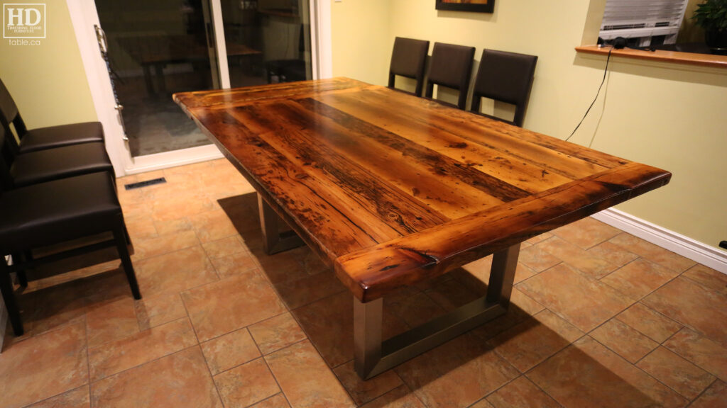 Reclaimed Wood Metal Base Table by HD Threshing Floor Furniture / www.table.ca