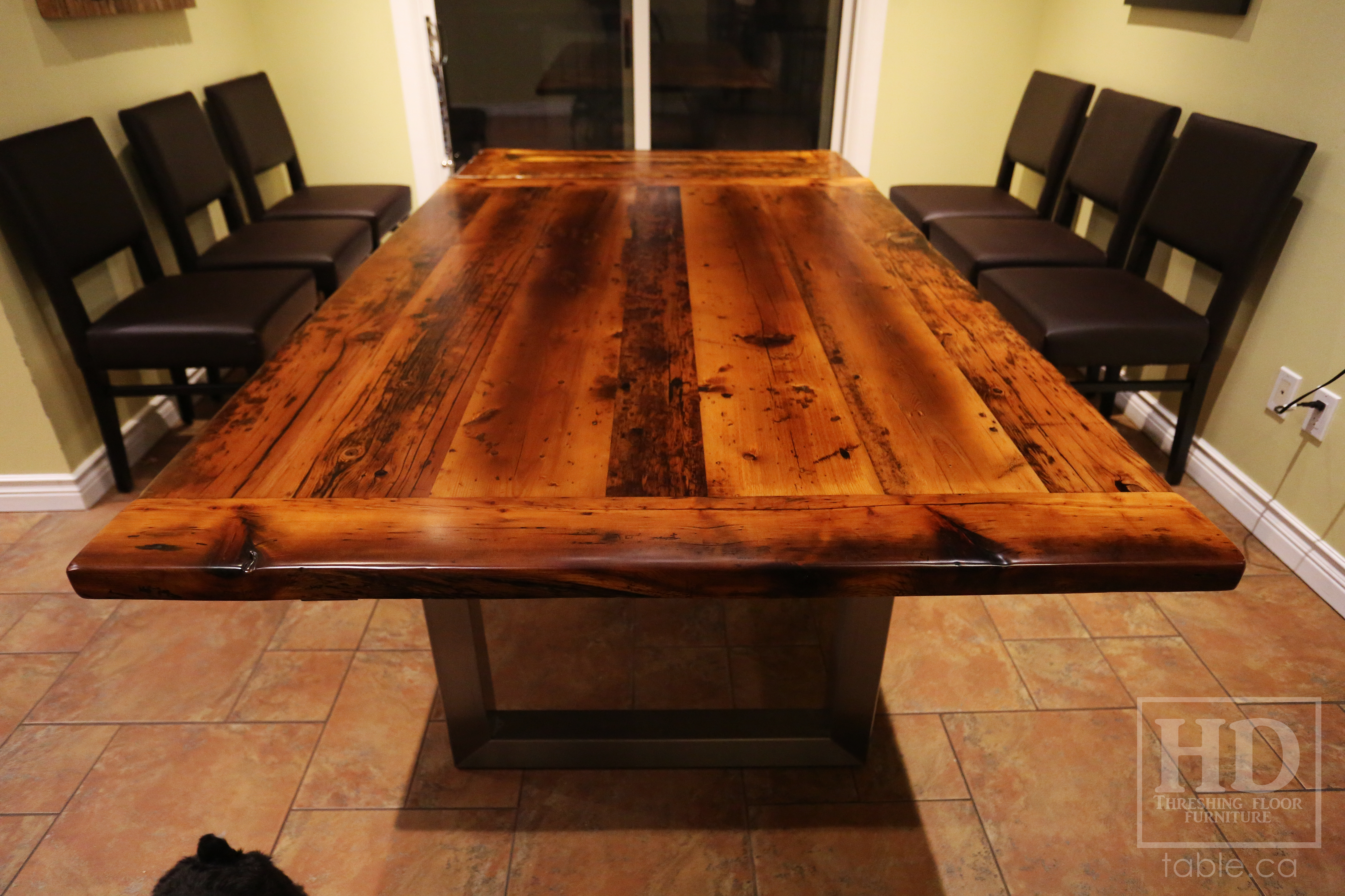 Reclaimed Wood Metal Base Table by HD Threshing Floor Furniture / www.table.ca