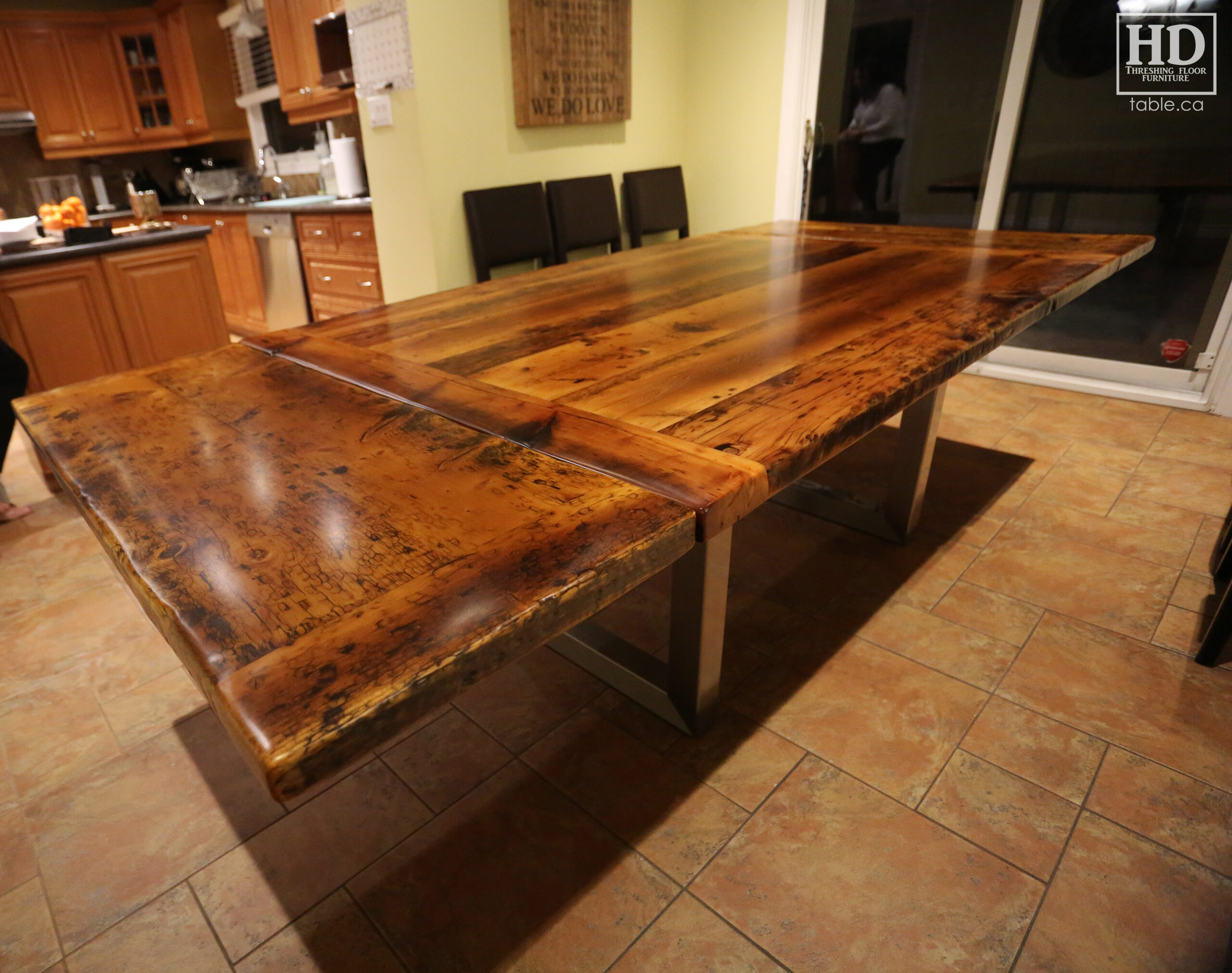 Reclaimed Wood Metal Base Table by HD Threshing Floor Furniture / www.table.ca