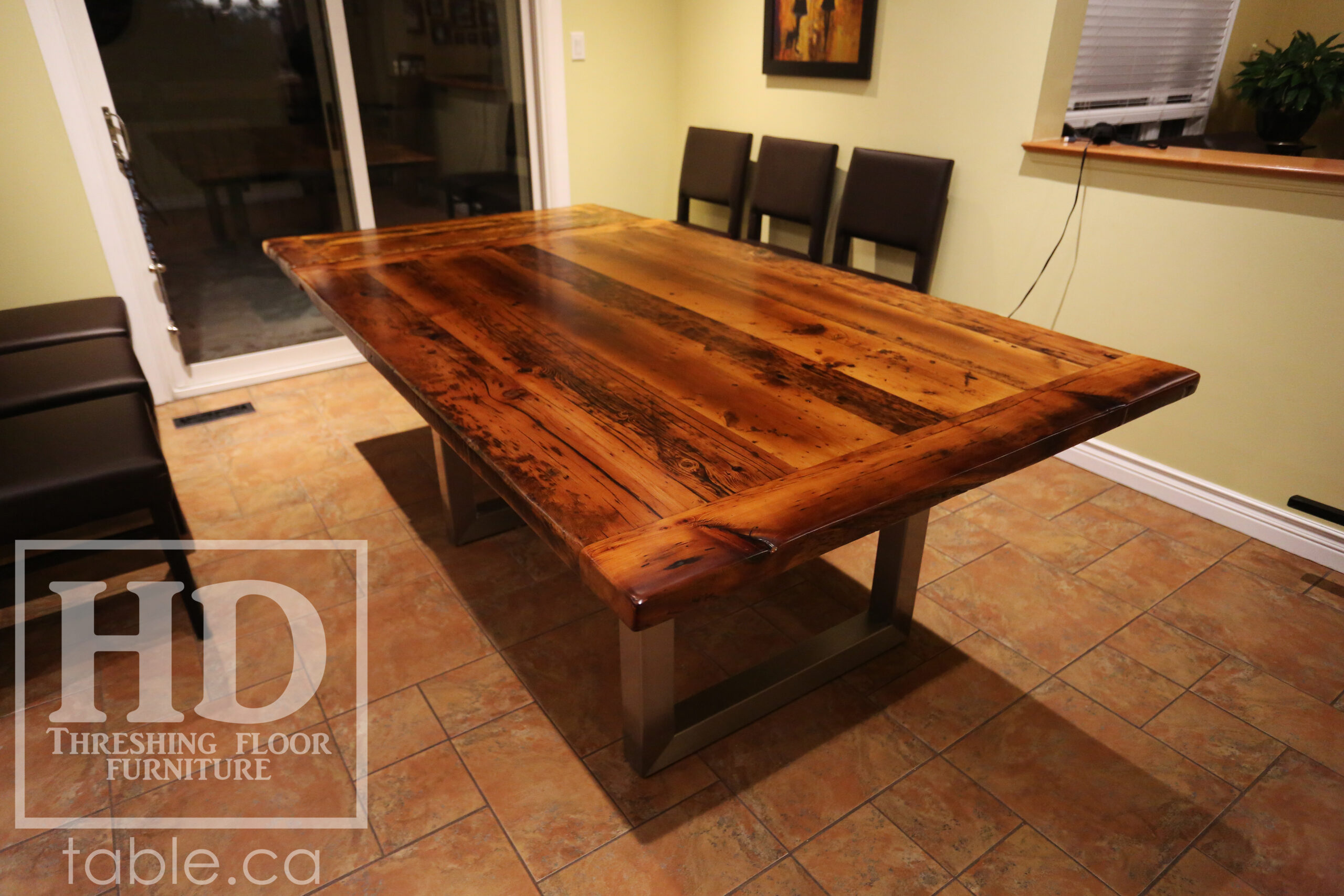 Reclaimed Wood Metal Base Table by HD Threshing Floor Furniture / www.table.ca