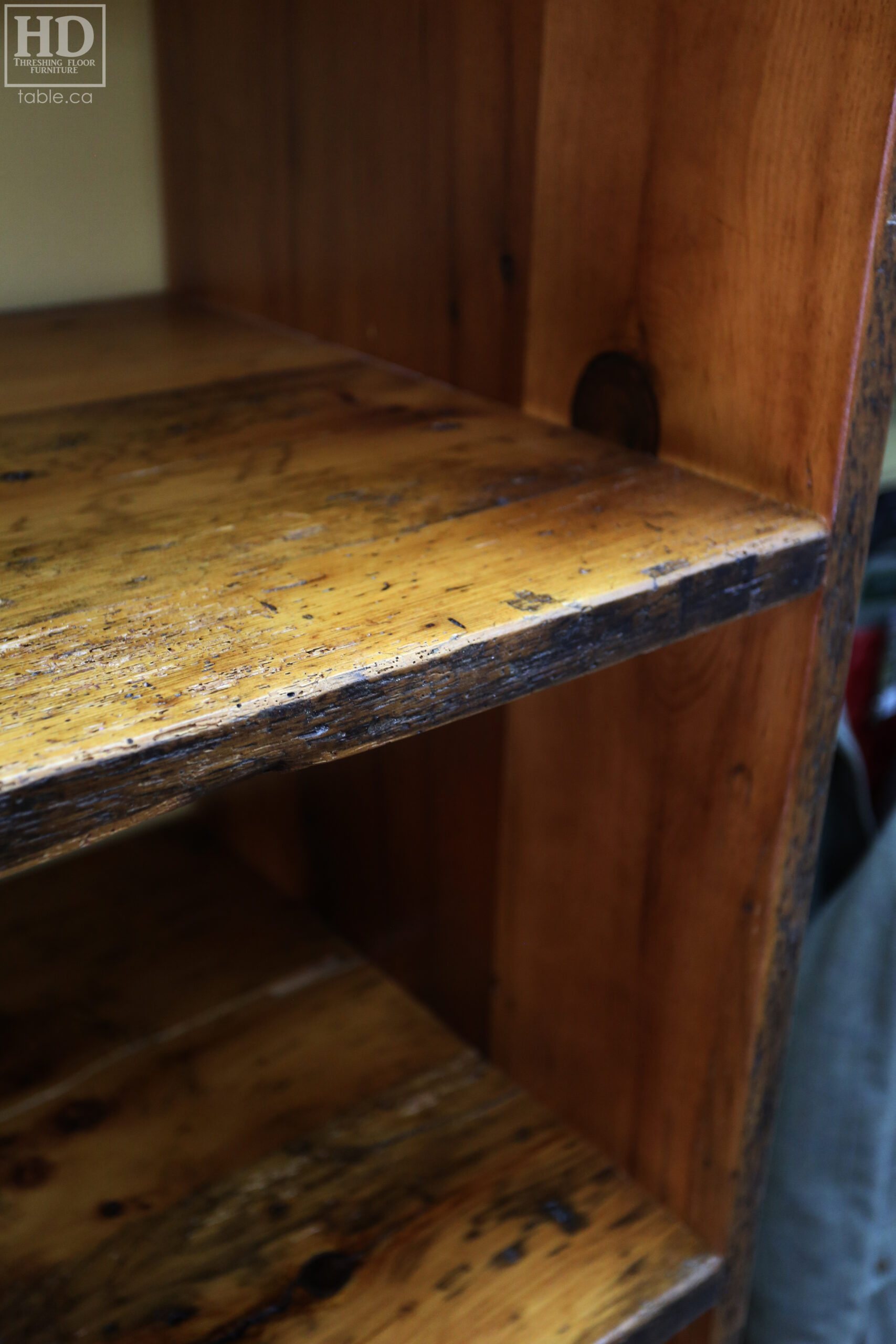 Reclaimed Wood Shelving Unit for a Retail Store made from Ontario Barnwood by HD Threshing Floor Furniture / www.table.ca