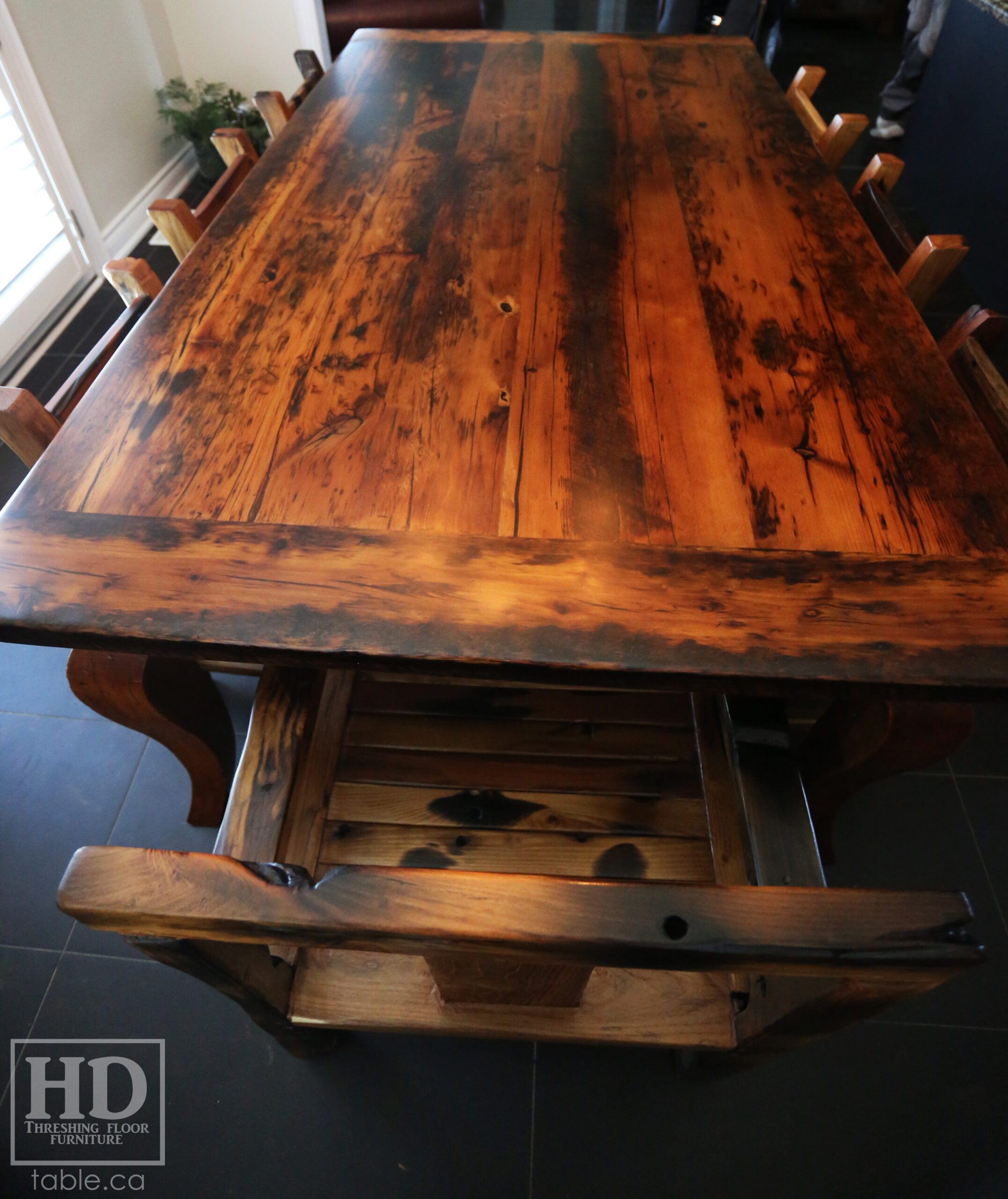 Toronto Harvest Table made from Reclaimed Ontario Barnwood by HD Threshing Floor Furniture / www.table.ca