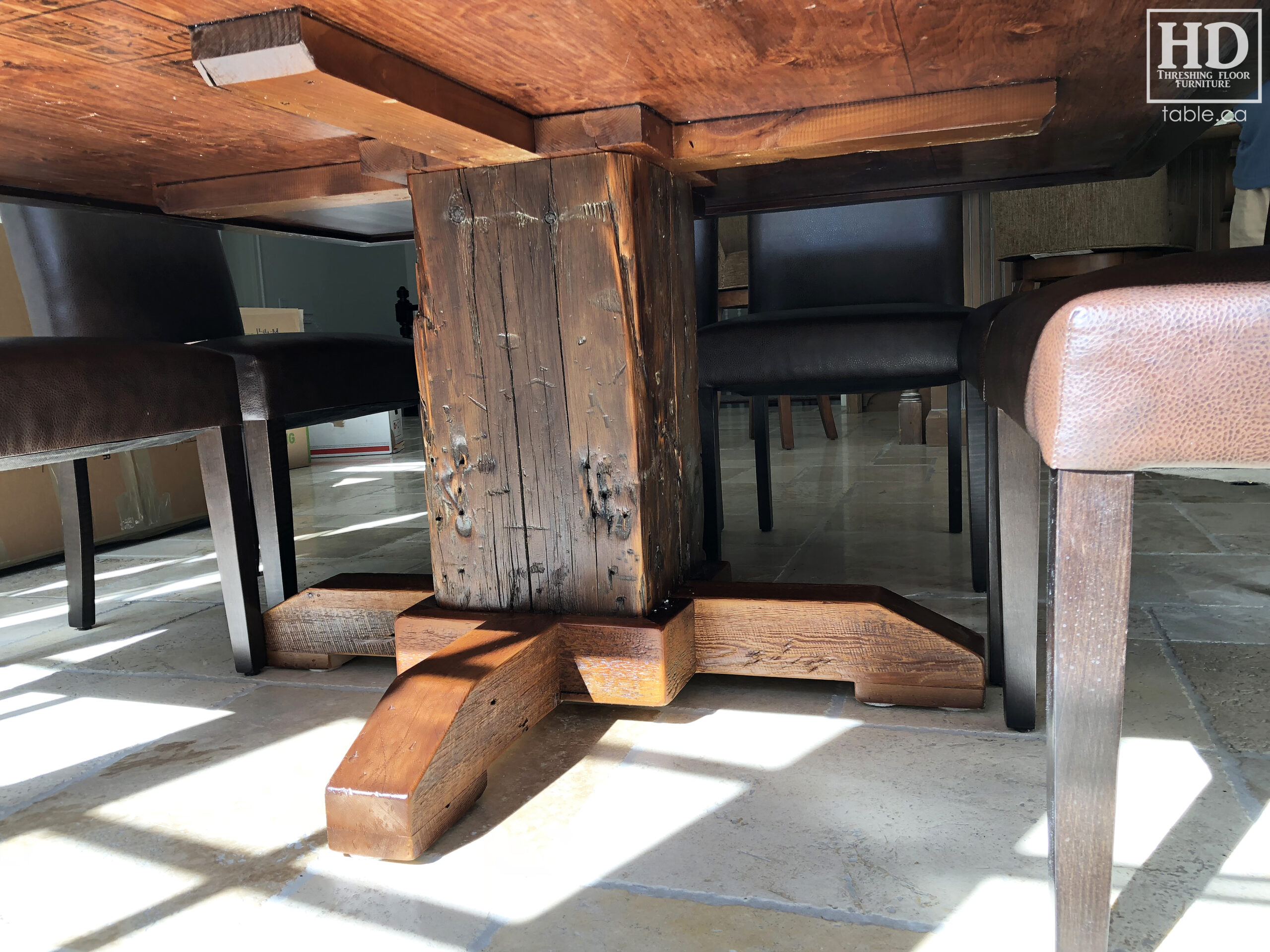 Reclaimed Wood Pedestal Table by HD Threshing Floor Furniture / www.table.ca