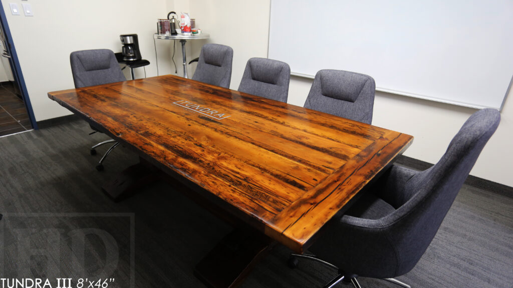 Ontario Boardroom Table made from Ontario Barnwood custom made by HD Threshing Floor Furniture / www.table.ca