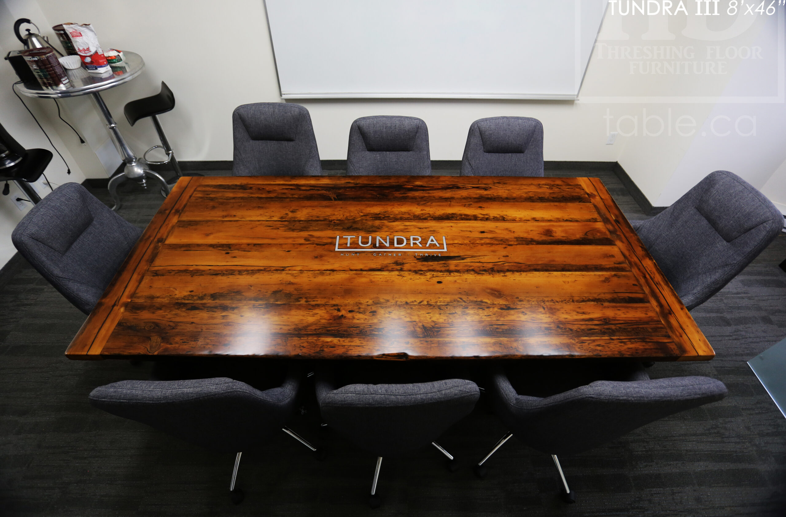 Ontario Boardroom Table made from Ontario Barnwood custom made by HD Threshing Floor Furniture / www.table.ca