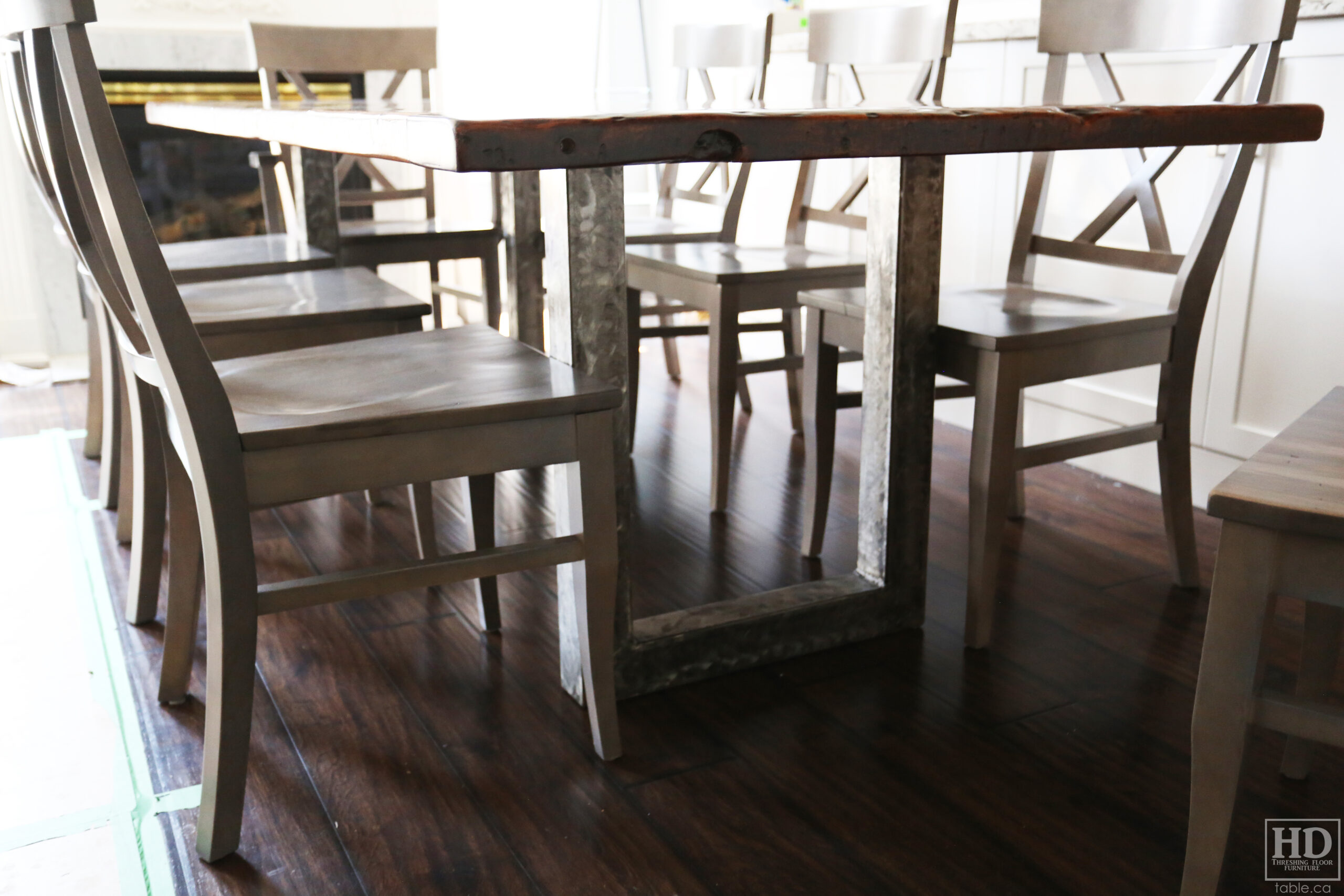 Metal Base Reclaimed Wood Table by HD Threshing Floor Furniture / www.table.ca