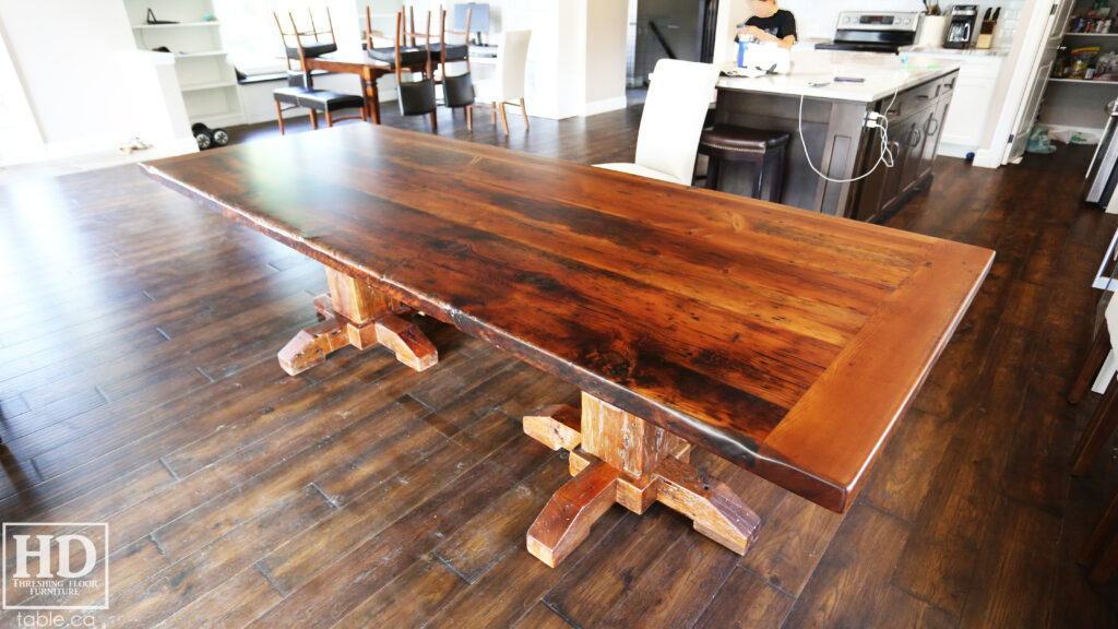 Barnwood Pedestal Table made from Ontario Barn by HD Threshing Floor Furniture / www.table.ca