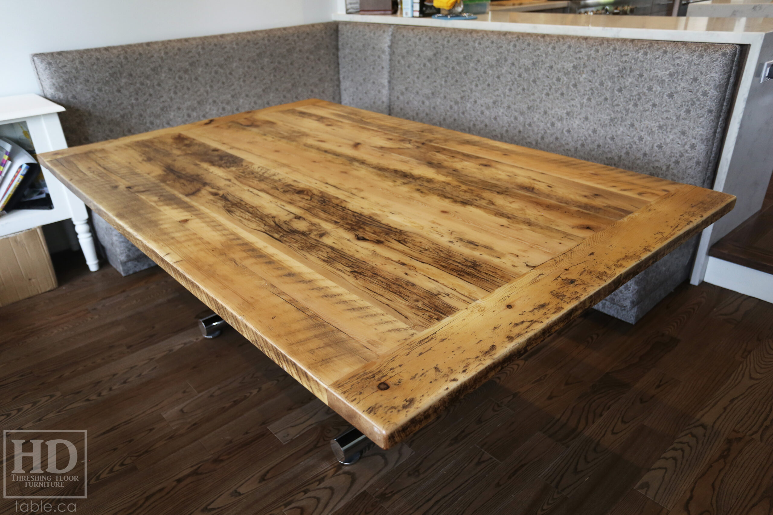Custom Table Top made from Hemlock Threshing Floor Barn Floor Boards by HD Threshing Floor Furniture / www.table.ca