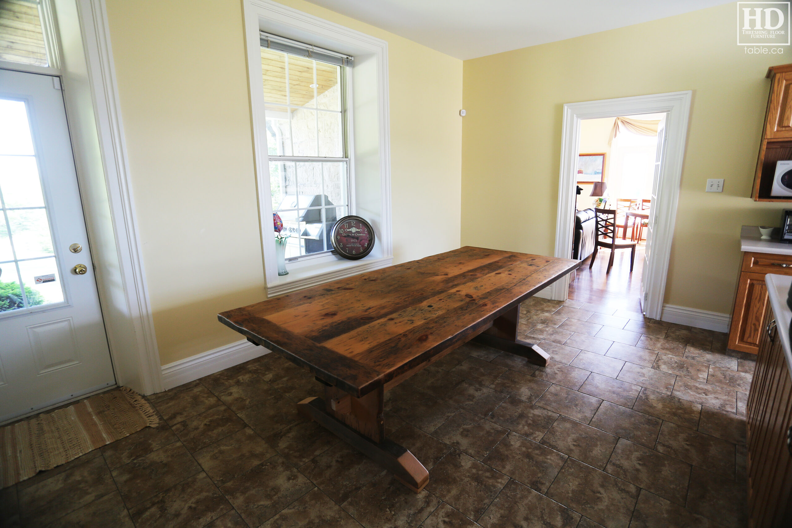 Reclaimed Wood Table with Greytone Treatment Option to Maintain the Colour of Unfinished by HD Threshing Floor Furniture / www.table.ca