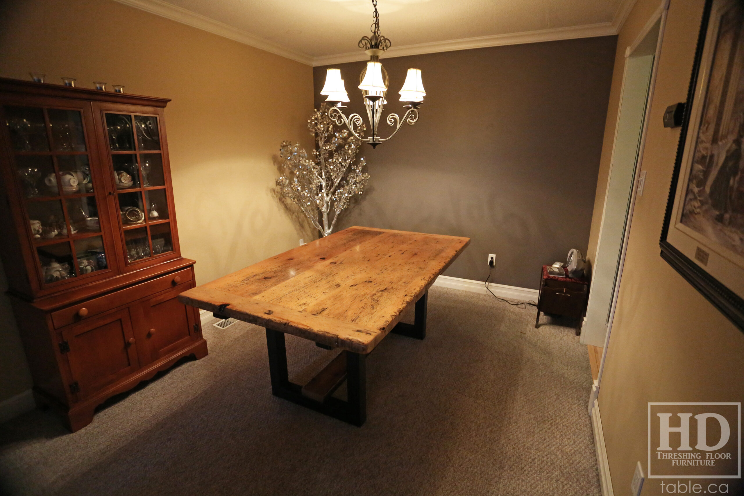 Light Reclaimed Wood Table made from Ontario Barnwood with Metal Base by HD Threshing Floor Furniture / www.table.ca