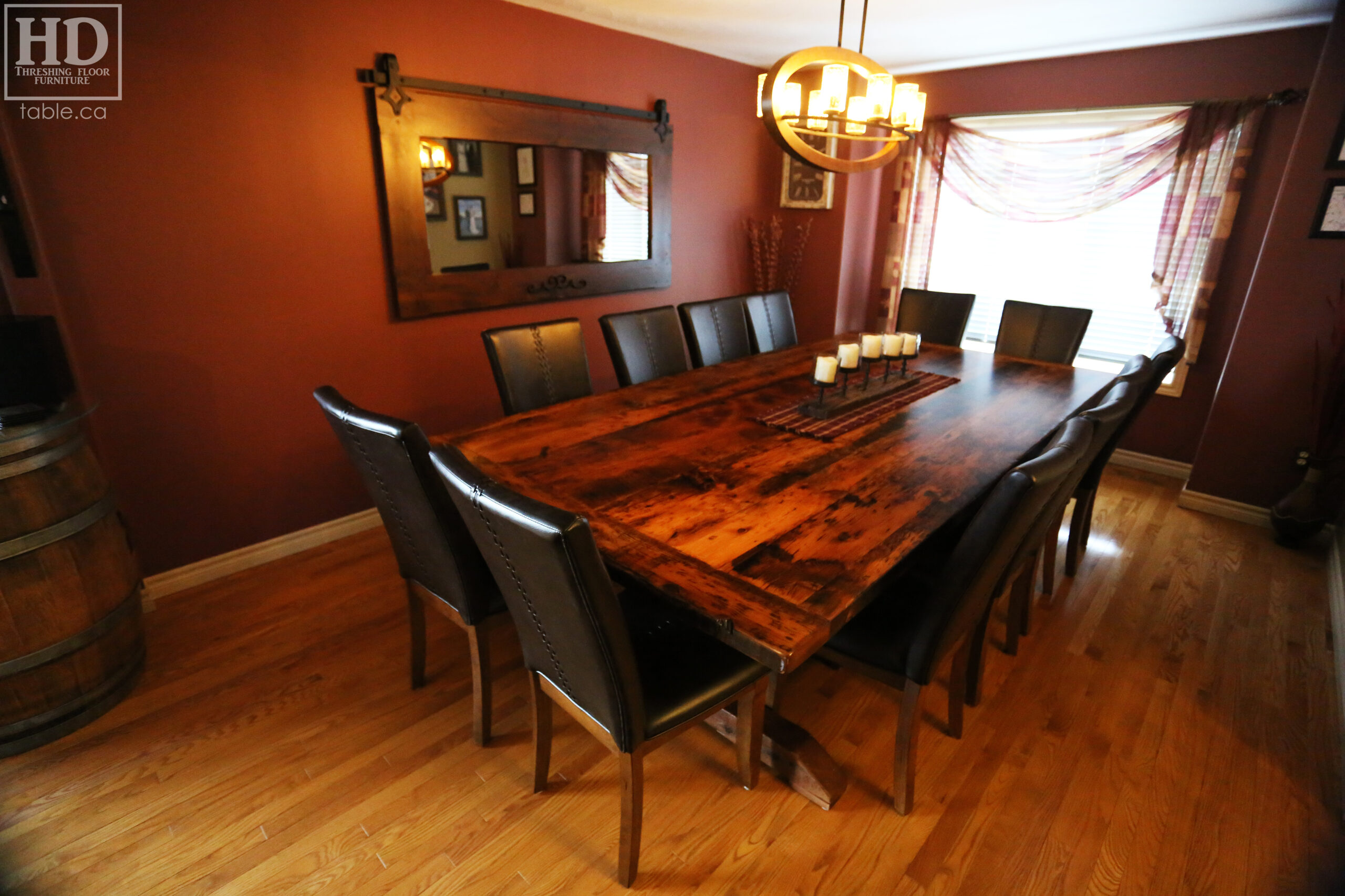 Reclaimed Wood Table with Trestle Base by HD Threshing Floor Furniture / www.table.ca