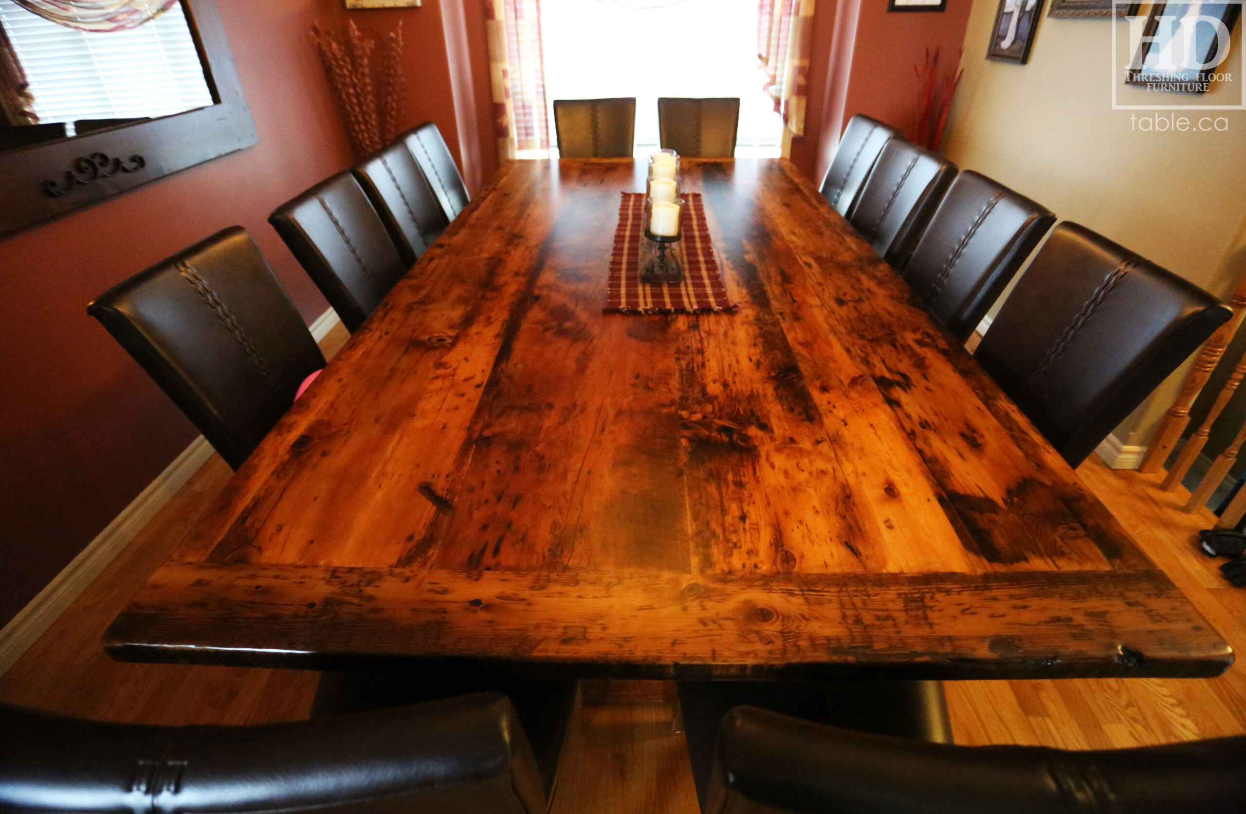 Reclaimed Wood Table with Trestle Base by HD Threshing Floor Furniture / www.table.ca